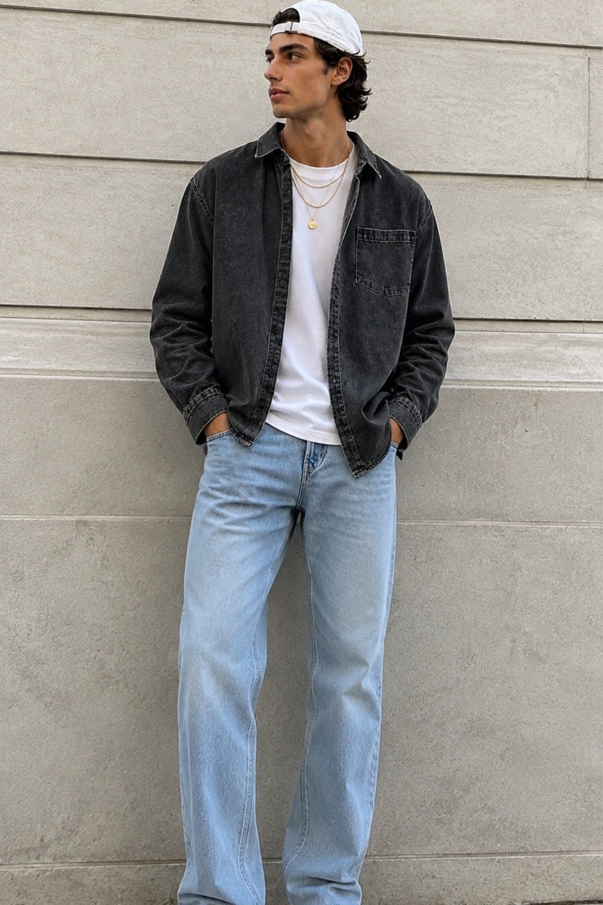 Tarz CoolGömlekRGSRSGML026-Yeşil-MErkek Regular Denim Gömlek – Yıkamalı Kot Uzun Kollu Cepli Jean Gömlek
