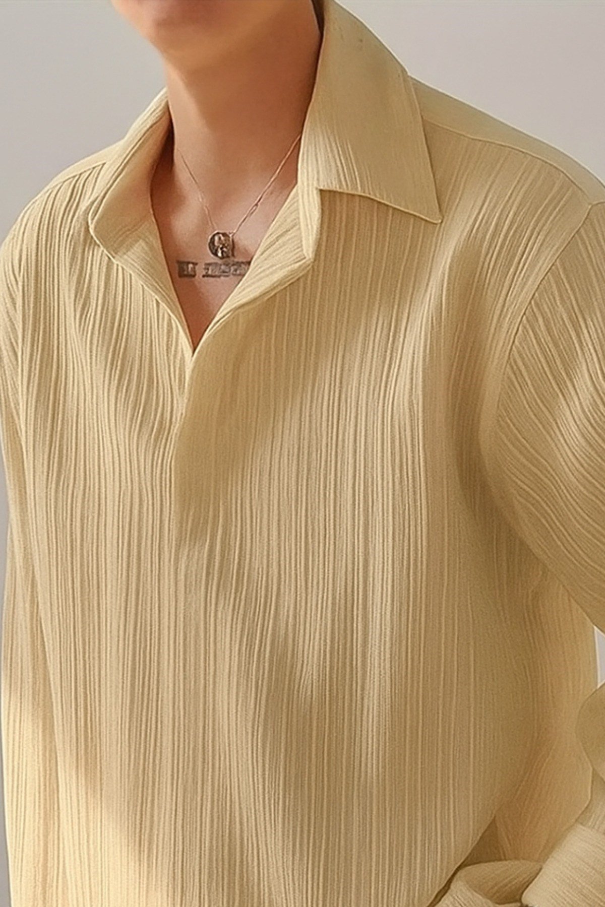 Tarz CoolGömlekTBRGMLK025R03Erkek Bürümcük Slim Fit Gömlek Yaka Uzun Kollu Gömlek