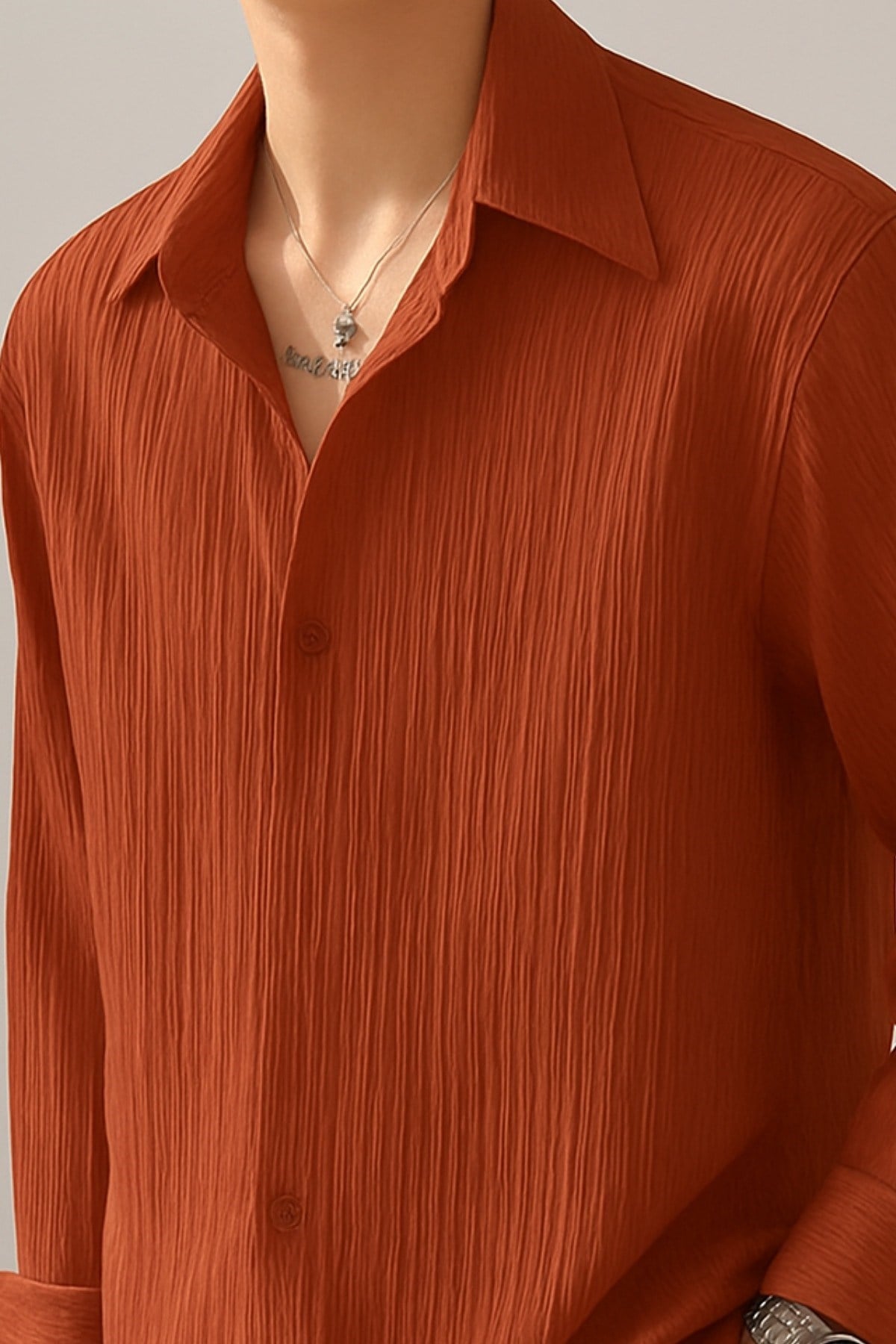 Tarz CoolGömlekTBRGMLK025R03Erkek Bürümcük Slim Fit Gömlek Yaka Uzun Kollu Gömlek