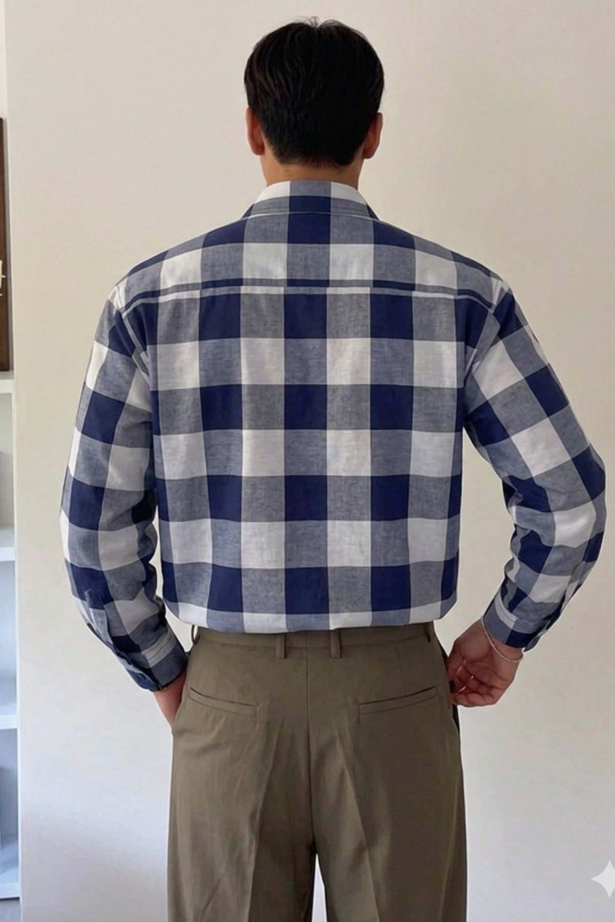 Tarz CoolGömlekTC-GML-2419-Lacivert-XLErkek Ekose-Kareli Gömlek Slim Fit Pamuk Karışımlı Klasik Tarz Uzun Kollu Gömlek