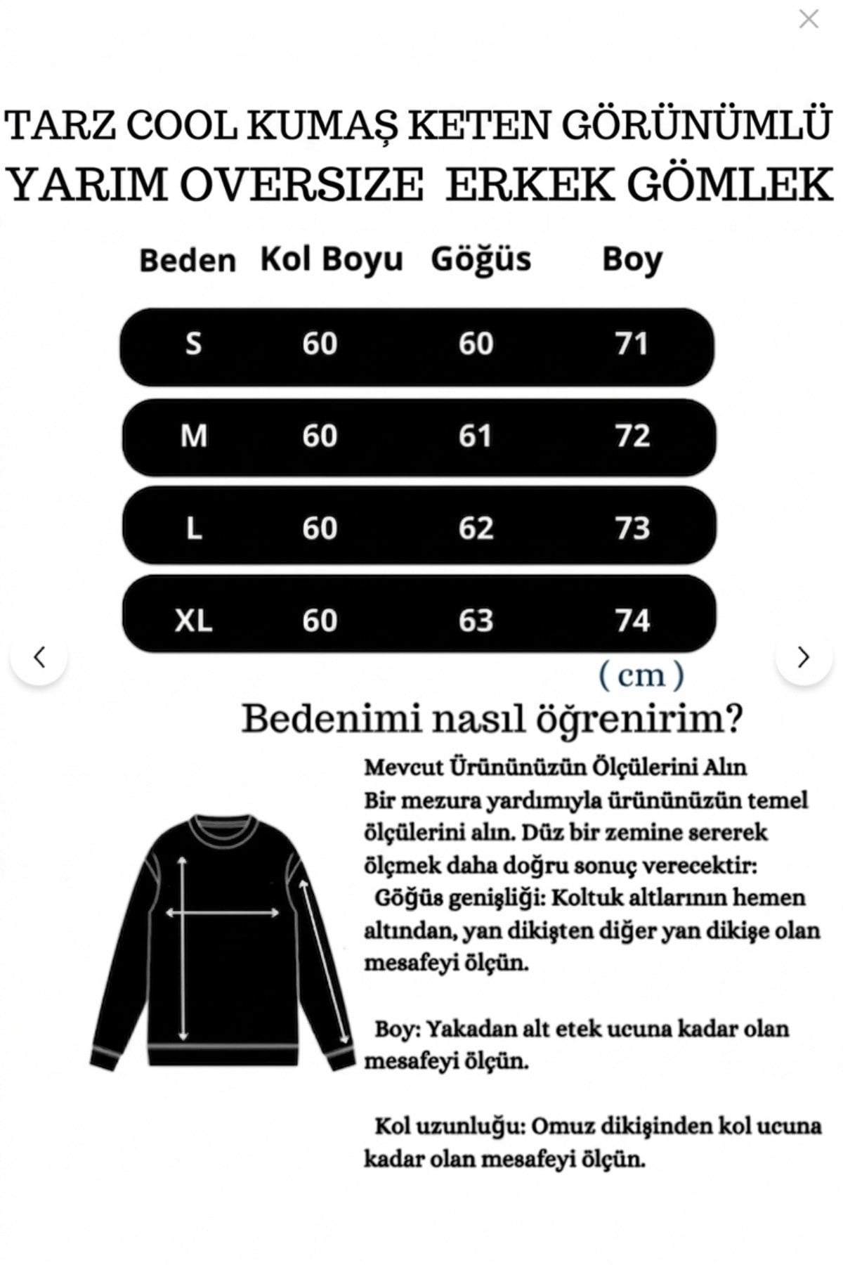 Tarz CoolGömlekTC-KTN-BM-2XLKeten Görünümlü Yarım Oversize Uzun kollu Erkek Gömlek