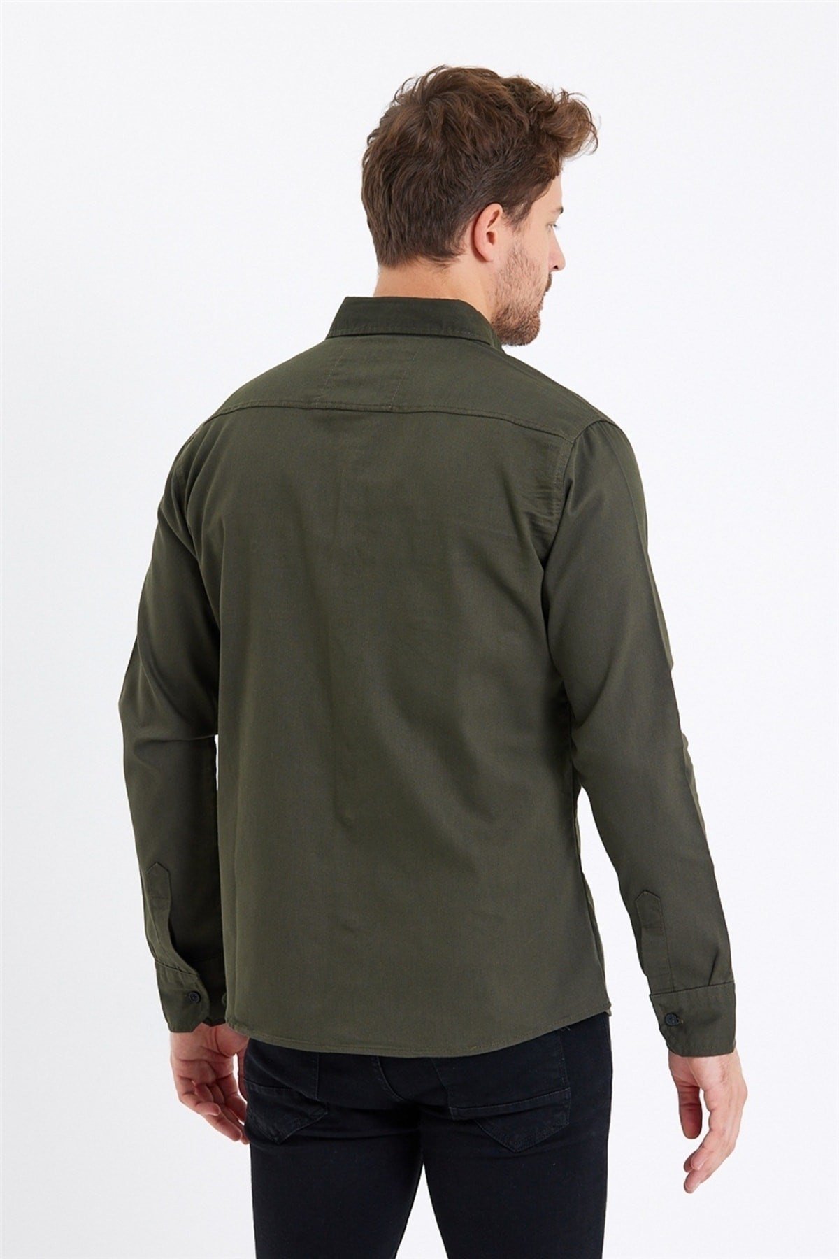 Tarz CoolGömlekTCKTGMLK-M7-R9Erkek Çift Cepli Çıt Çıt Düğmeli Slim Fit Kot Gömlek