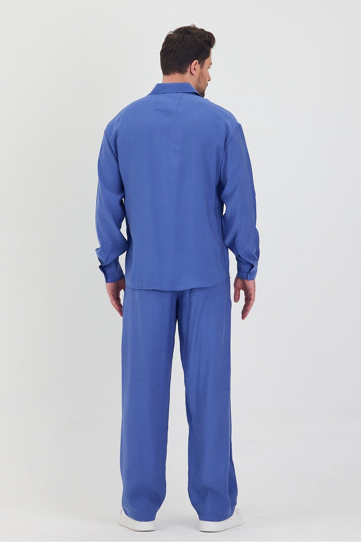 Tarz CoolGömlekTRZtakım1-M3-R212Erkek Oversize Rahat Kalıp Gömlek-Pantolon Alt-Üst Takım