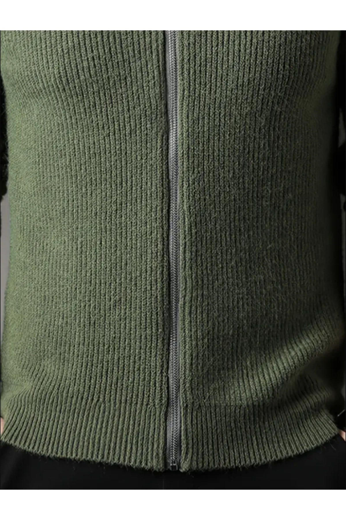 Tarz CoolHırkaHRK19197R10Erkek Dik Yaka Fermuarlı Slim Fit Triko Hırka