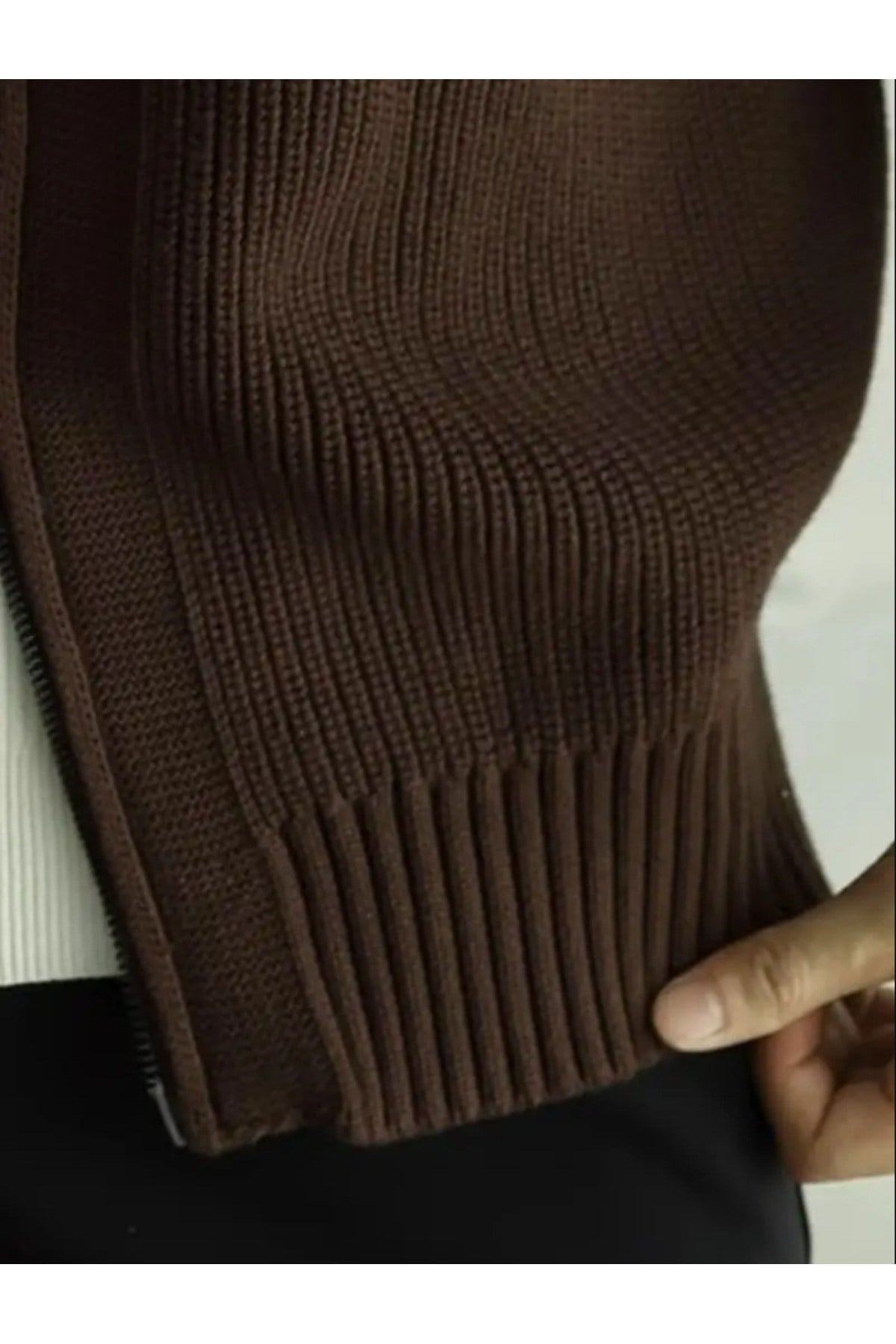Tarz CoolHırkaHRK19197R10Erkek Dik Yaka Fermuarlı Slim Fit Triko Hırka