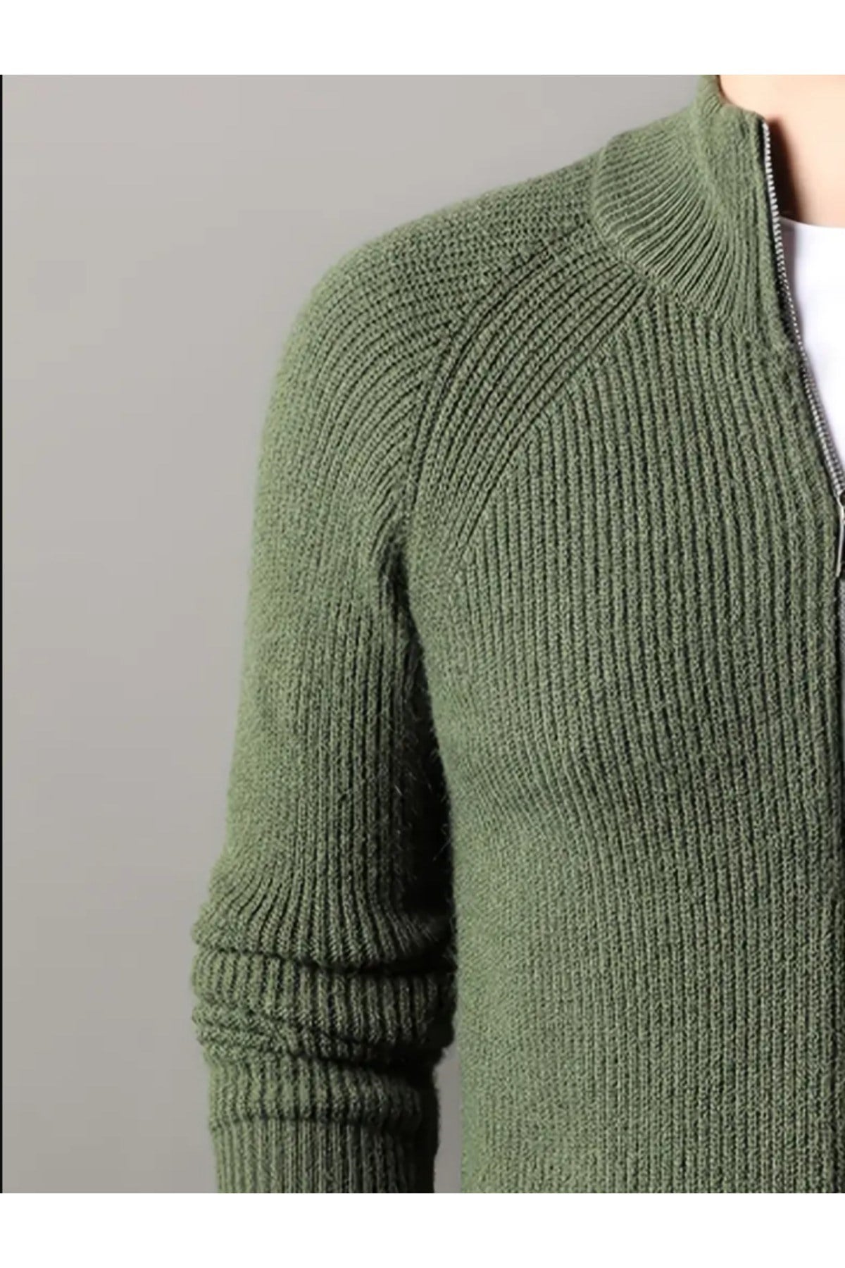 Tarz CoolHırkaHRK19197R10Erkek Dik Yaka Fermuarlı Slim Fit Triko Hırka