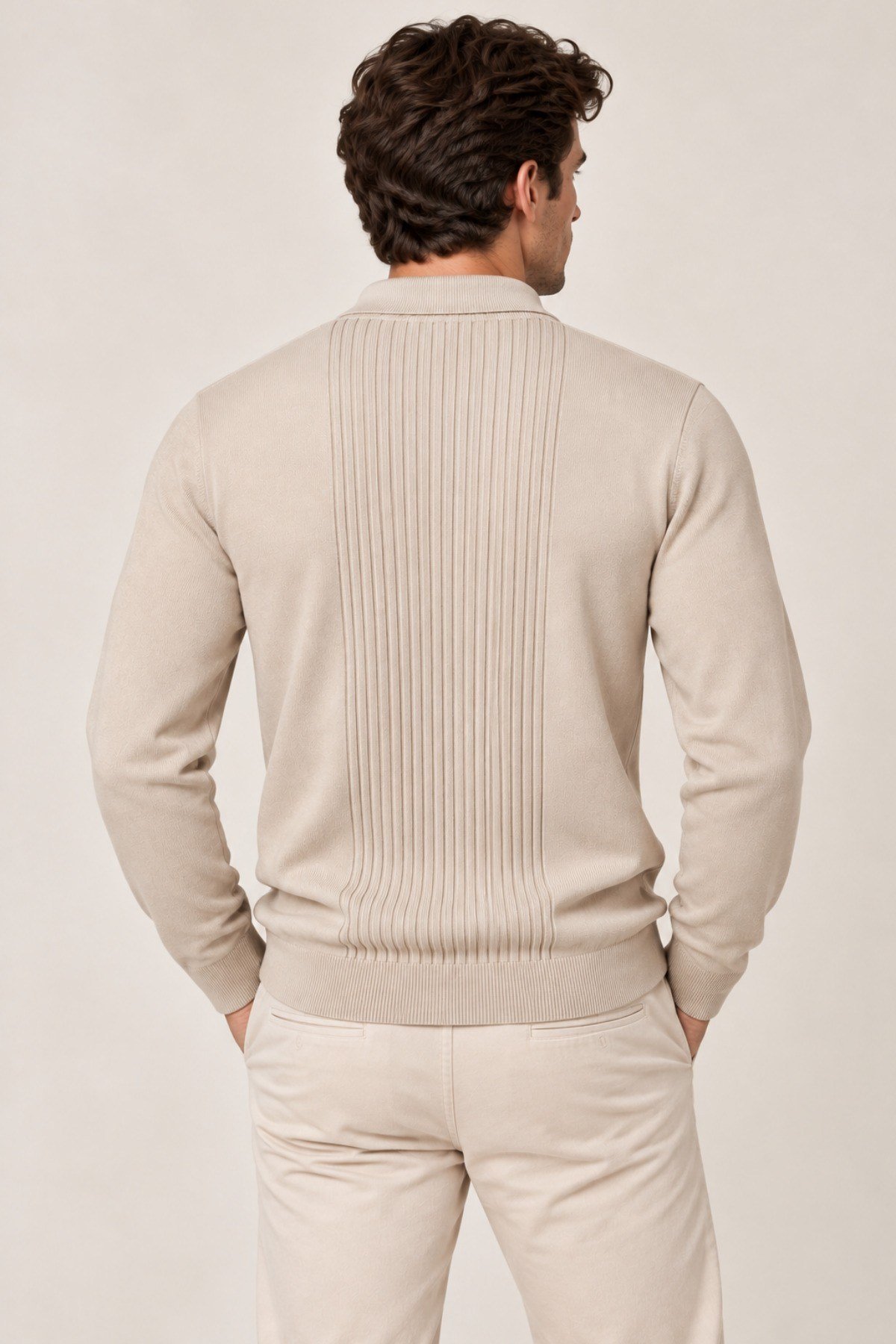 Tarz CoolKazakTRZ-2701-Lacivert-LErkek Polo Yaka Yarım Fermuarlı Önü Fitilli Slim Fit Akrilik Pamuk Triko Kazak