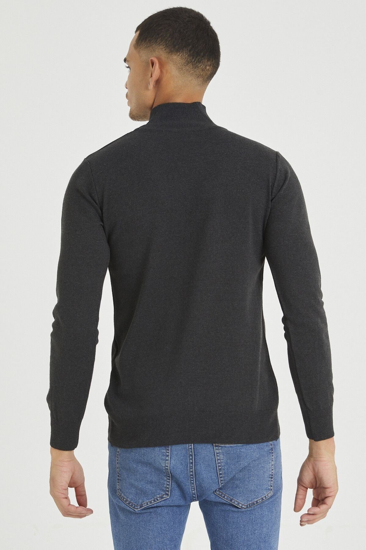 Tarz CoolKazakTRZ1633R05Erkek Slim Fit Yarım Balıkçı Yaka Akrilik-Pamuk Karışımlı Basic Triko Kazak
