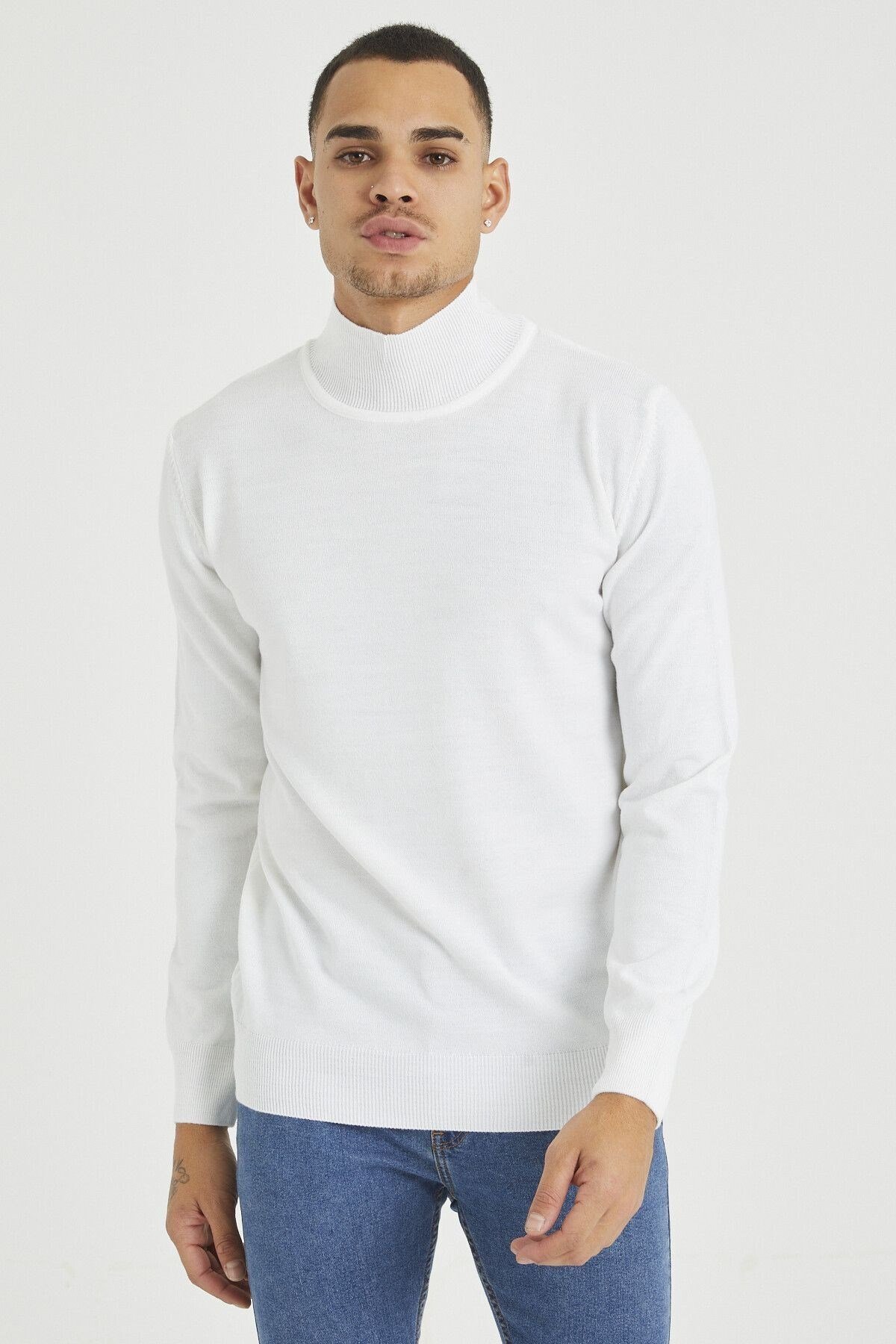 Tarz CoolKazakTRZ1633R05Erkek Slim Fit Yarım Balıkçı Yaka Akrilik-Pamuk Karışımlı Basic Triko Kazak