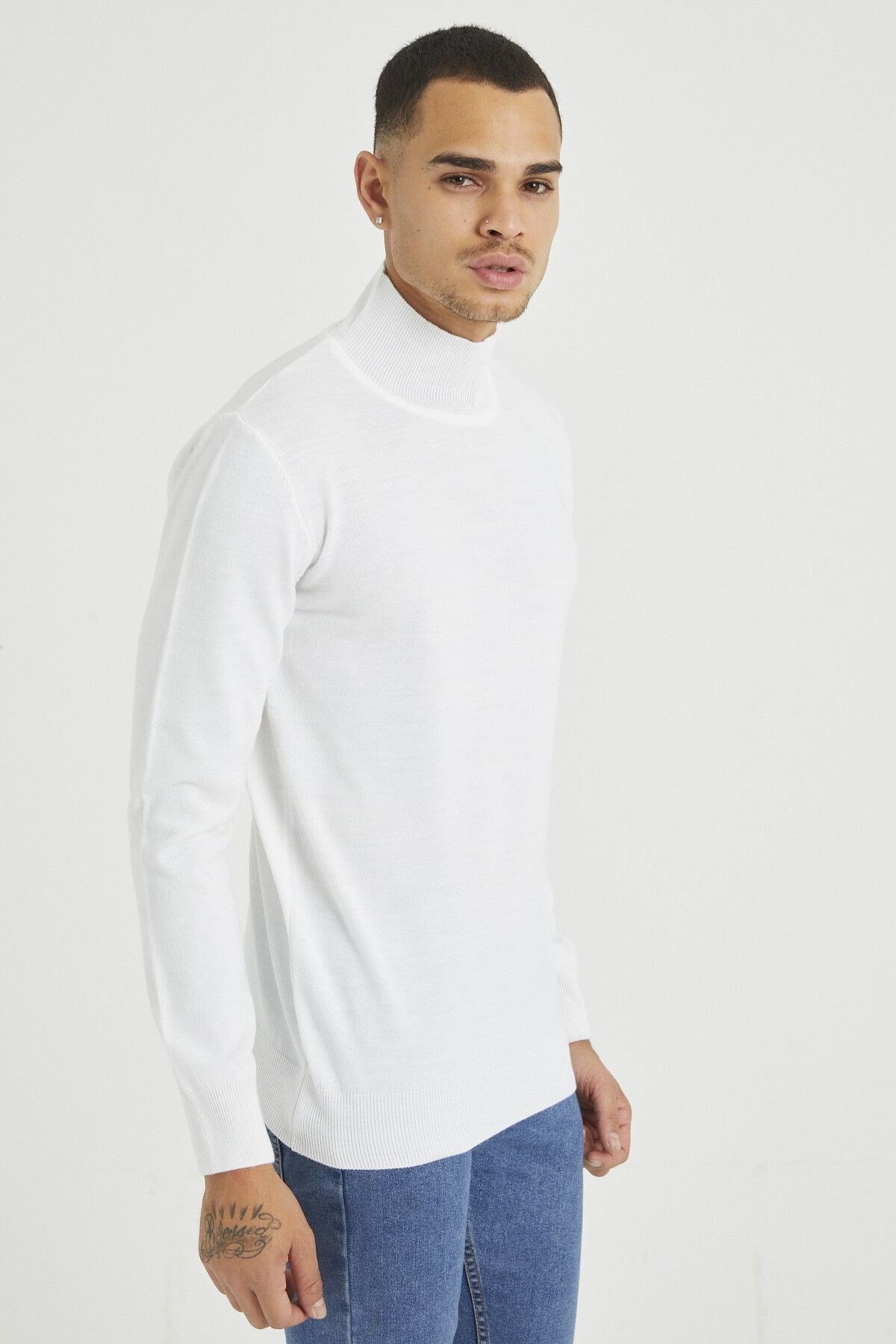 Tarz CoolKazakTRZ1633R05Erkek Slim Fit Yarım Balıkçı Yaka Akrilik-Pamuk Karışımlı Basic Triko Kazak