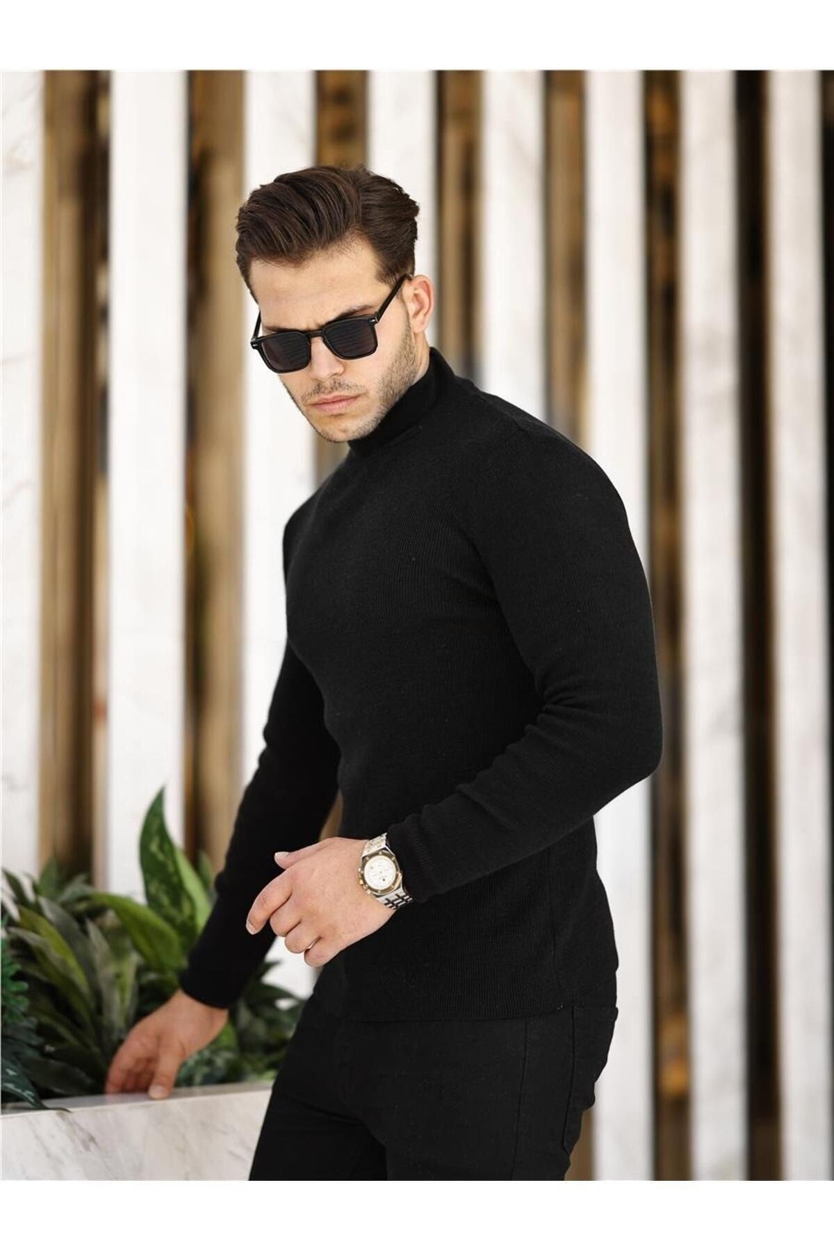 Tarz CoolKazakTRZ19158-M4-R9Erkek Slim Fit Yarım Balıkçı Fitilli Triko Kazak