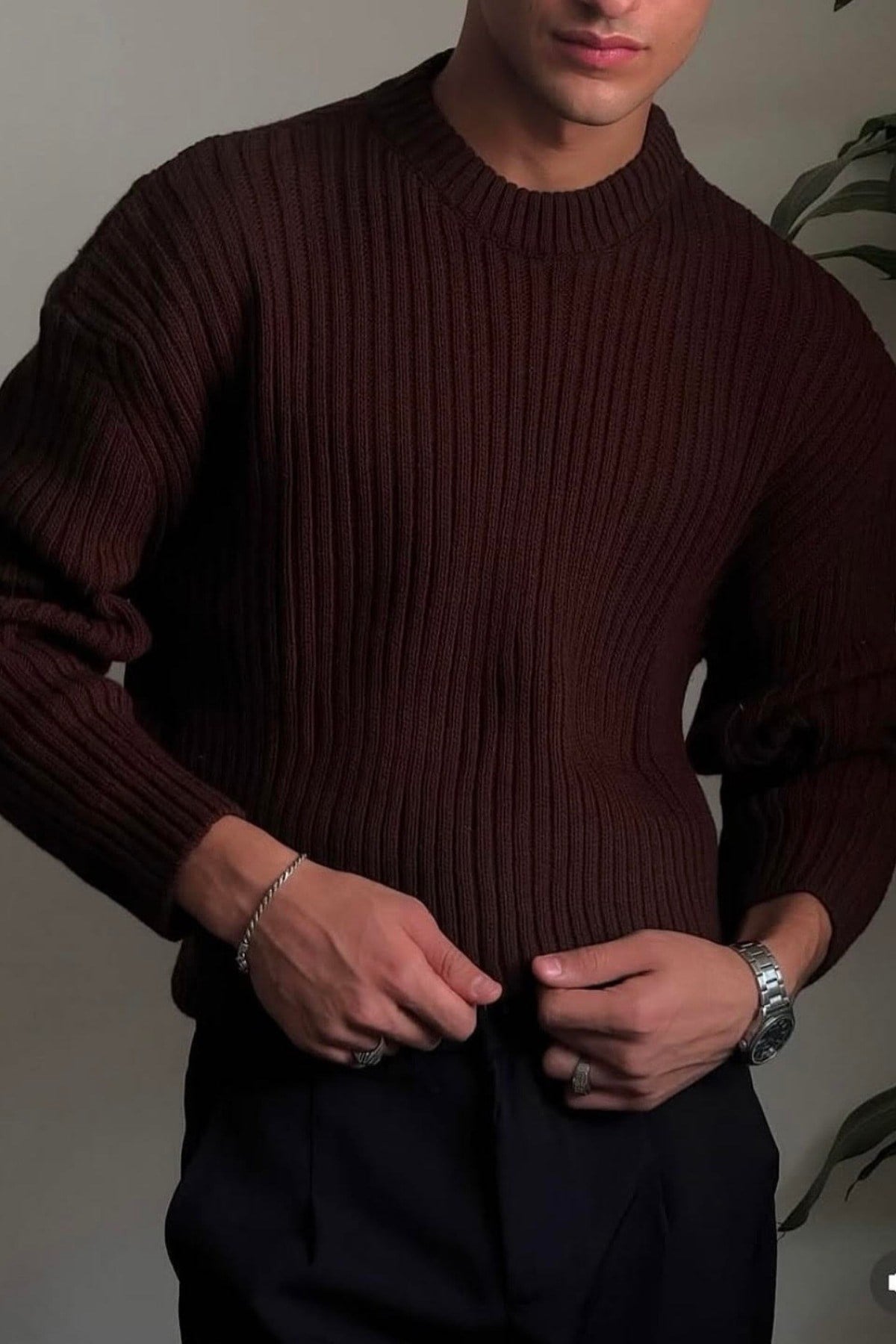 Tarz CoolKazakTRZ2997R103Erkek Fitilli Örme Regular Triko Kazak