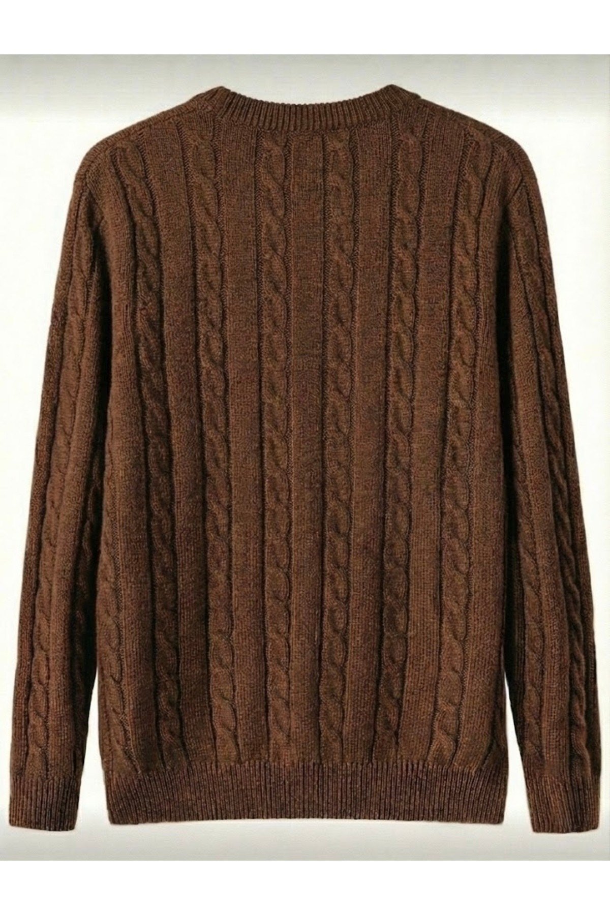 Tarz CoolKazakTRZ3168R05Erkek Bisiklet Yaka Slim Fit Saç Örgülü Triko Kazak