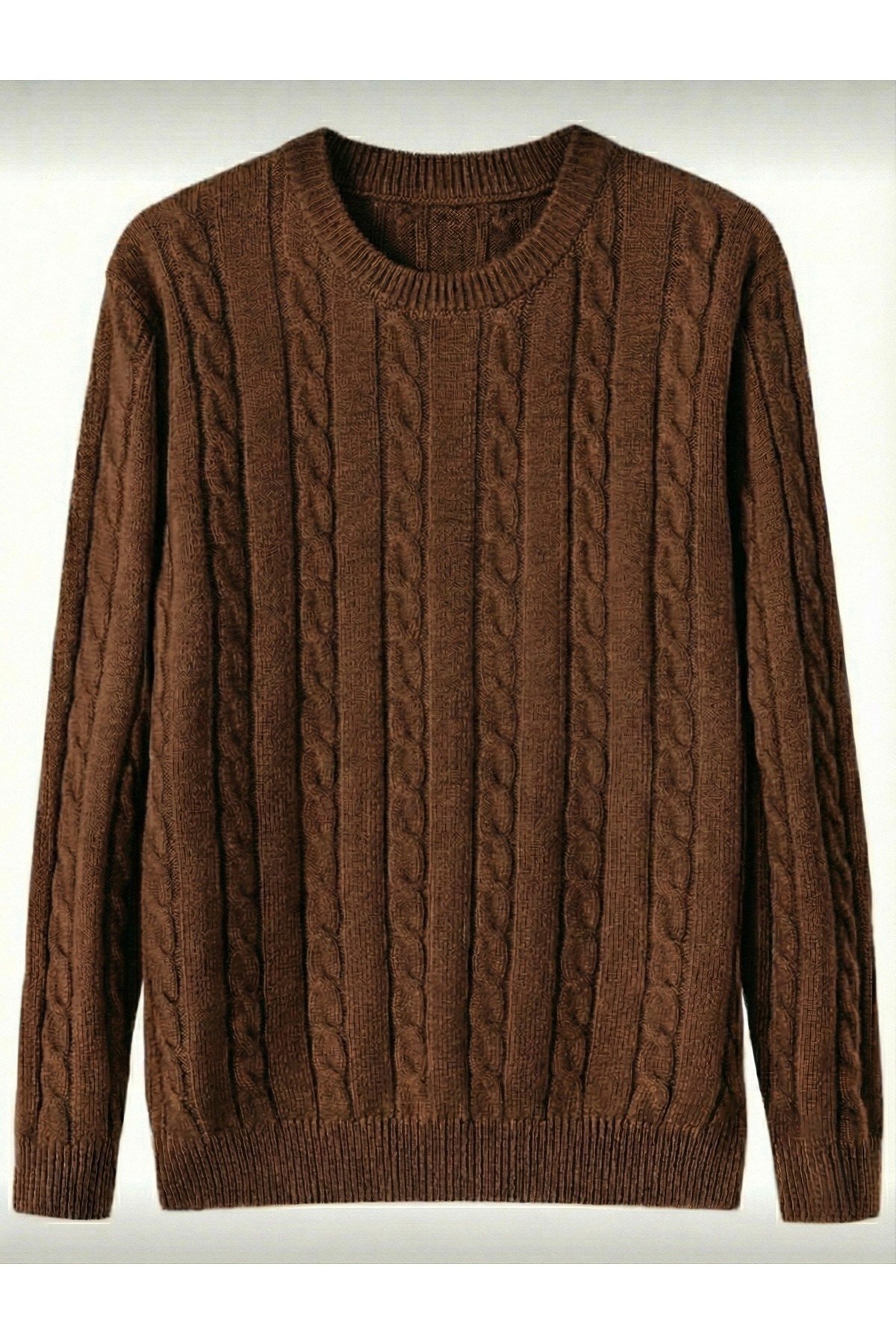 Tarz CoolKazakTRZ3168R05Erkek Bisiklet Yaka Slim Fit Saç Örgülü Triko Kazak