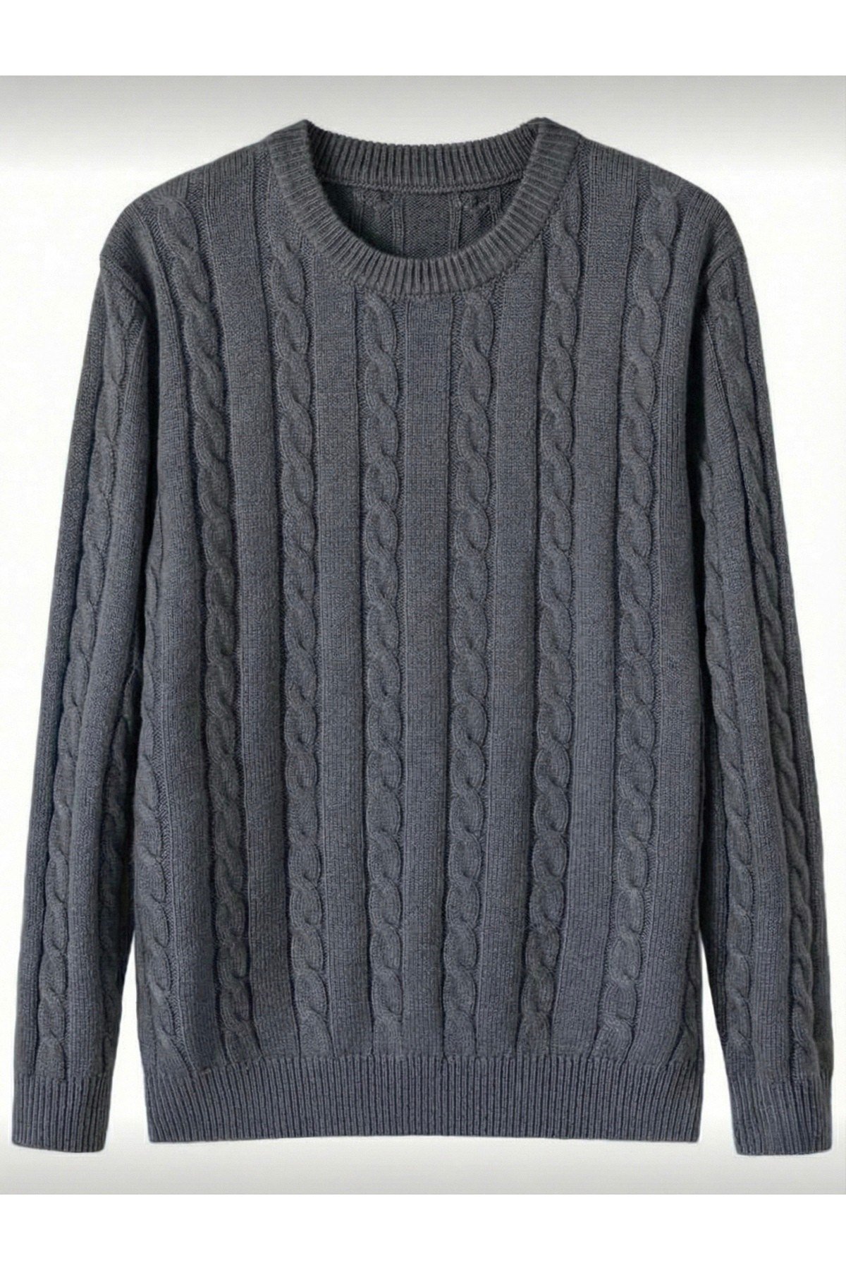 Tarz CoolKazakTRZ3168R05Erkek Bisiklet Yaka Slim Fit Saç Örgülü Triko Kazak