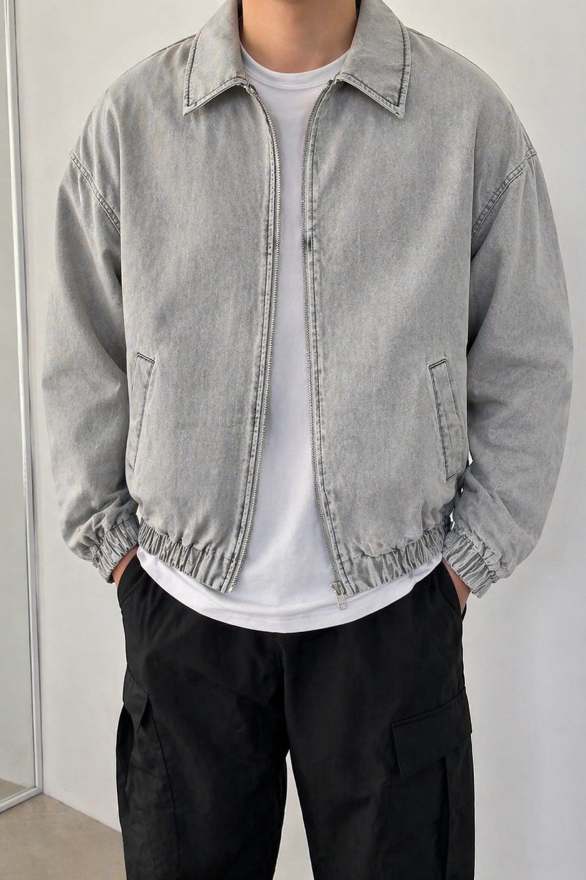 Tarz CoolMontBMBR-CKT-026-Bej-2XLErkek Oversize Bomber Ceket Fermuarlı Basic Günlük Şık Mont