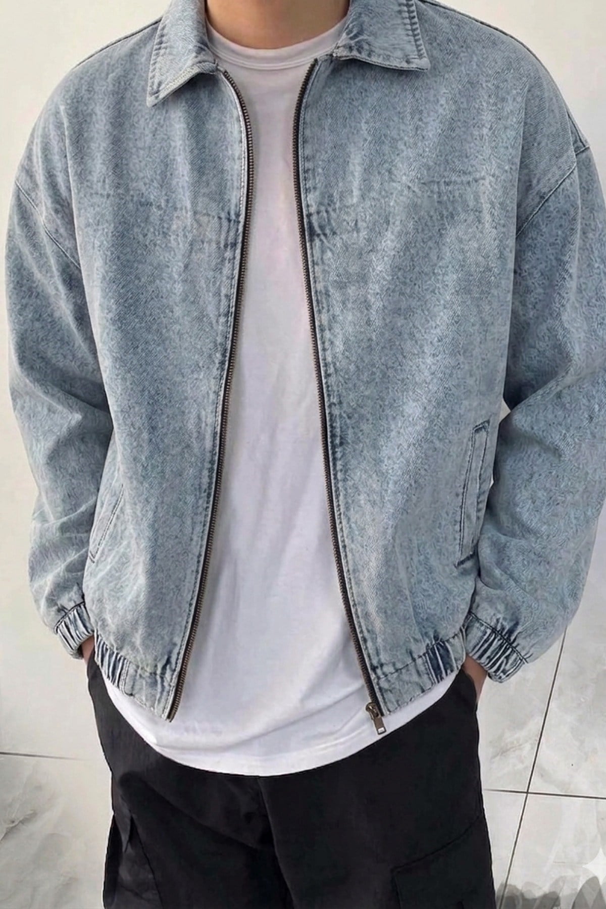 Tarz CoolMontBMBR-CKT-026-Bej-2XLErkek Oversize Bomber Ceket Fermuarlı Basic Günlük Şık Mont