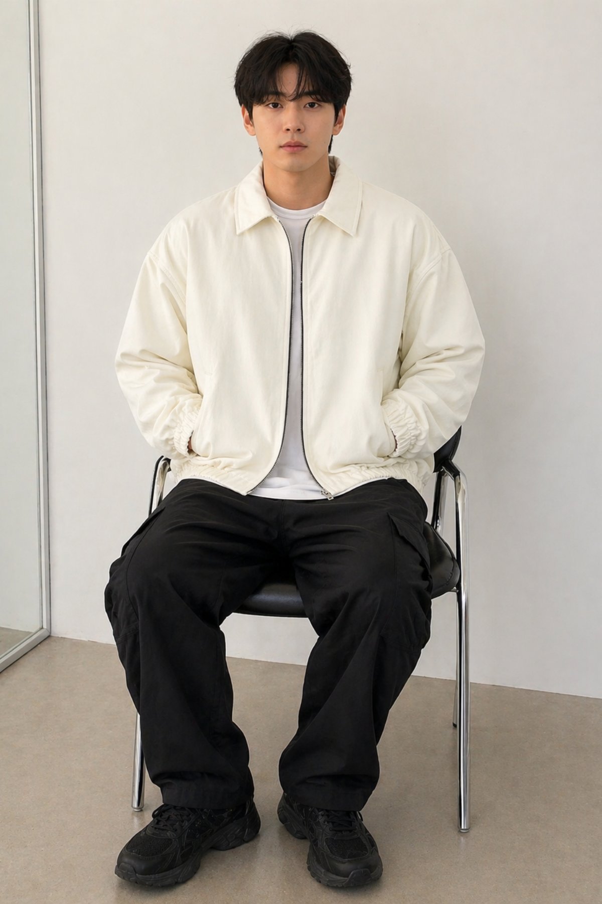 Tarz CoolMontBMBR-CKT-026-Bej-2XLErkek Oversize Bomber Ceket Fermuarlı Basic Günlük Şık Mont