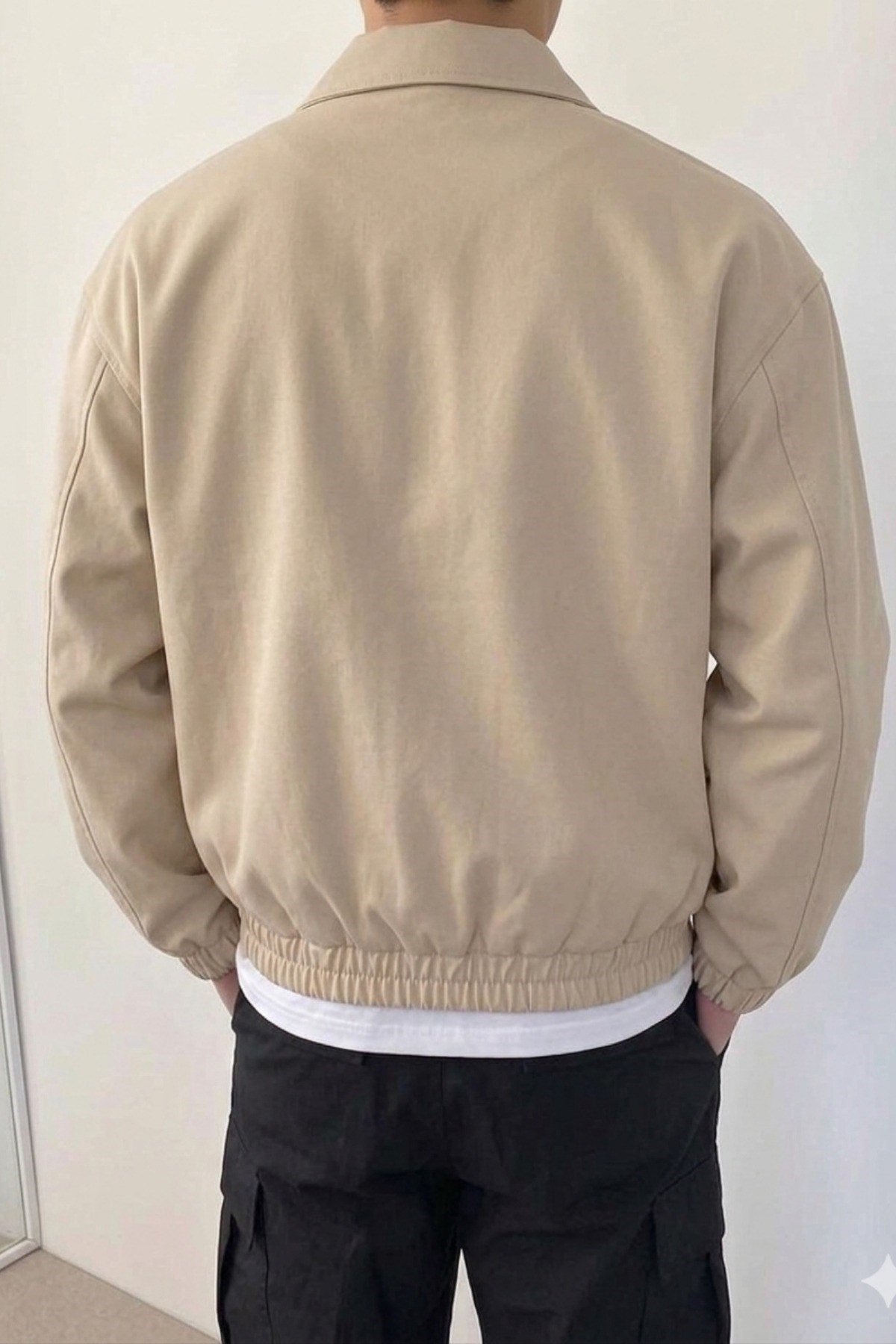 Tarz CoolMontBMBR-CKT-026-Bej-2XLErkek Oversize Bomber Ceket Fermuarlı Basic Günlük Şık Mont