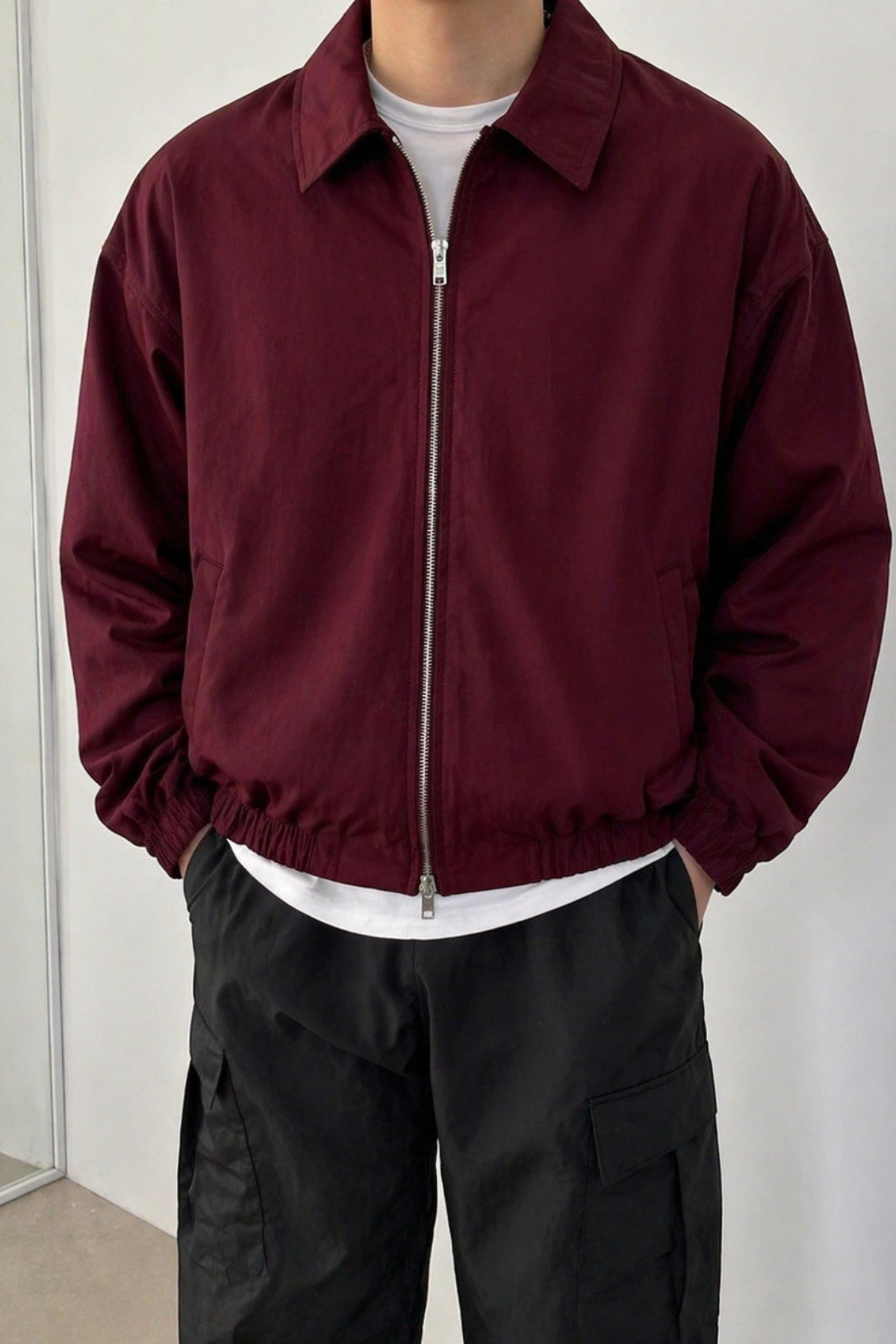 Tarz CoolMontBMBR-CKT-026-Bej-2XLErkek Oversize Bomber Ceket Fermuarlı Basic Günlük Şık Mont