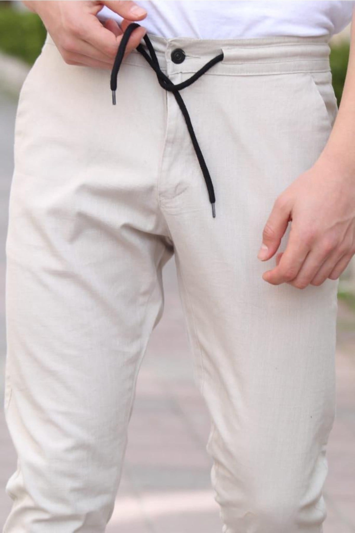 Tarz CoolPantolonJGGRKMPNT01R06Erkek Eganis Ipli Jogger Düğmeli Kumaş Pantolon