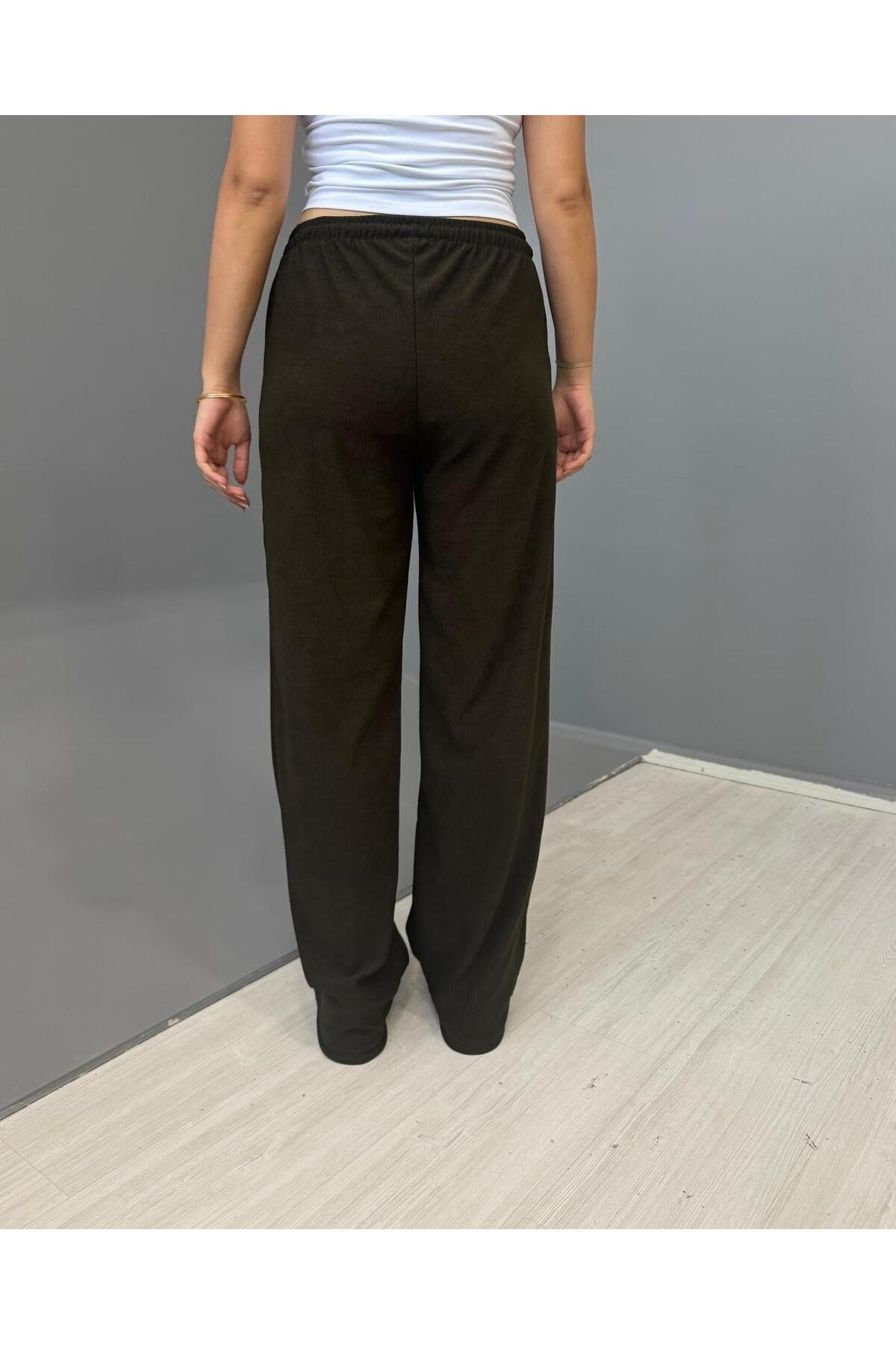 Tarz CoolPantolonJKRKDNES025R02Kadın Jakarlı Salaş Bağcıklı Pantolon