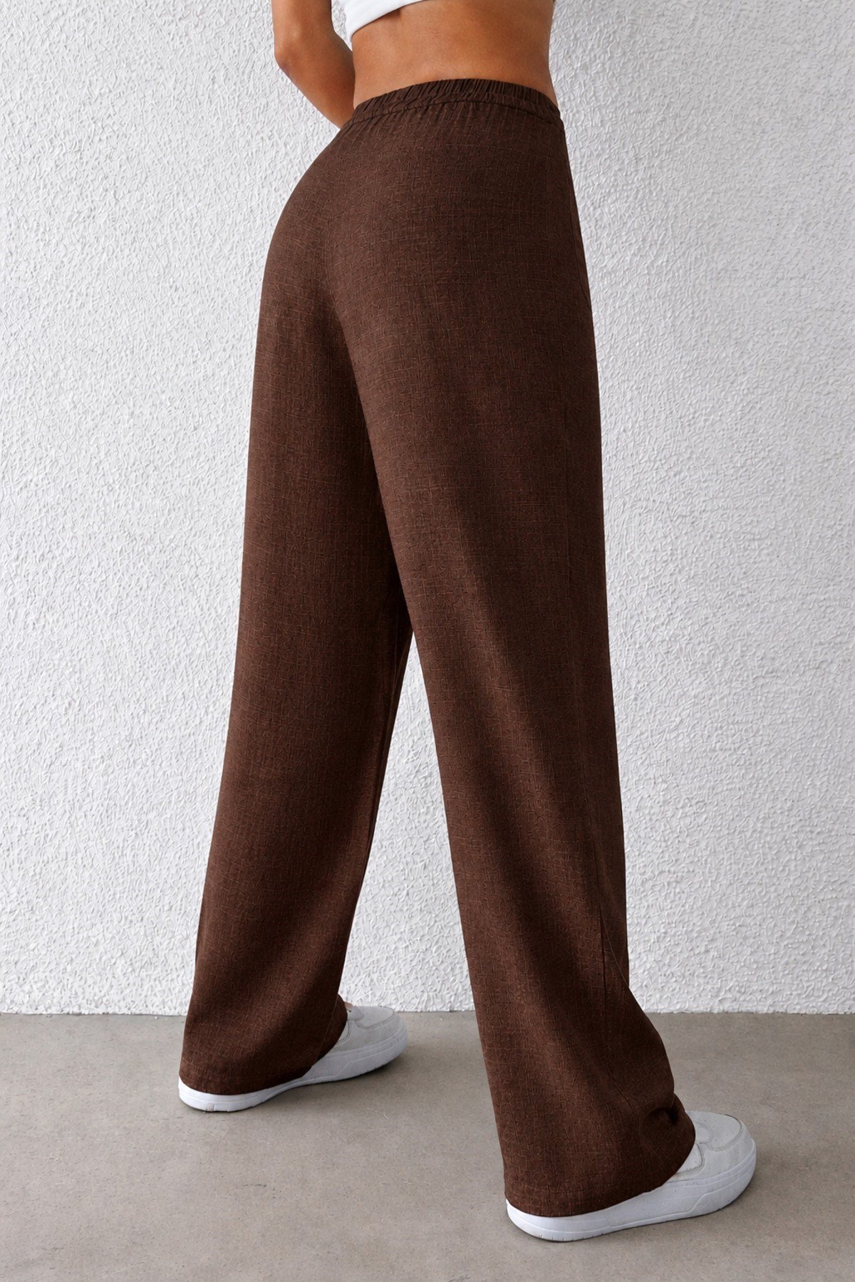 Tarz CoolPantolonKDN-PNTKTN-01-KHV-MKadın Wide Leg Pantolon Ön Cep Detaylı Rahat Kalıp Günlük Pantolon