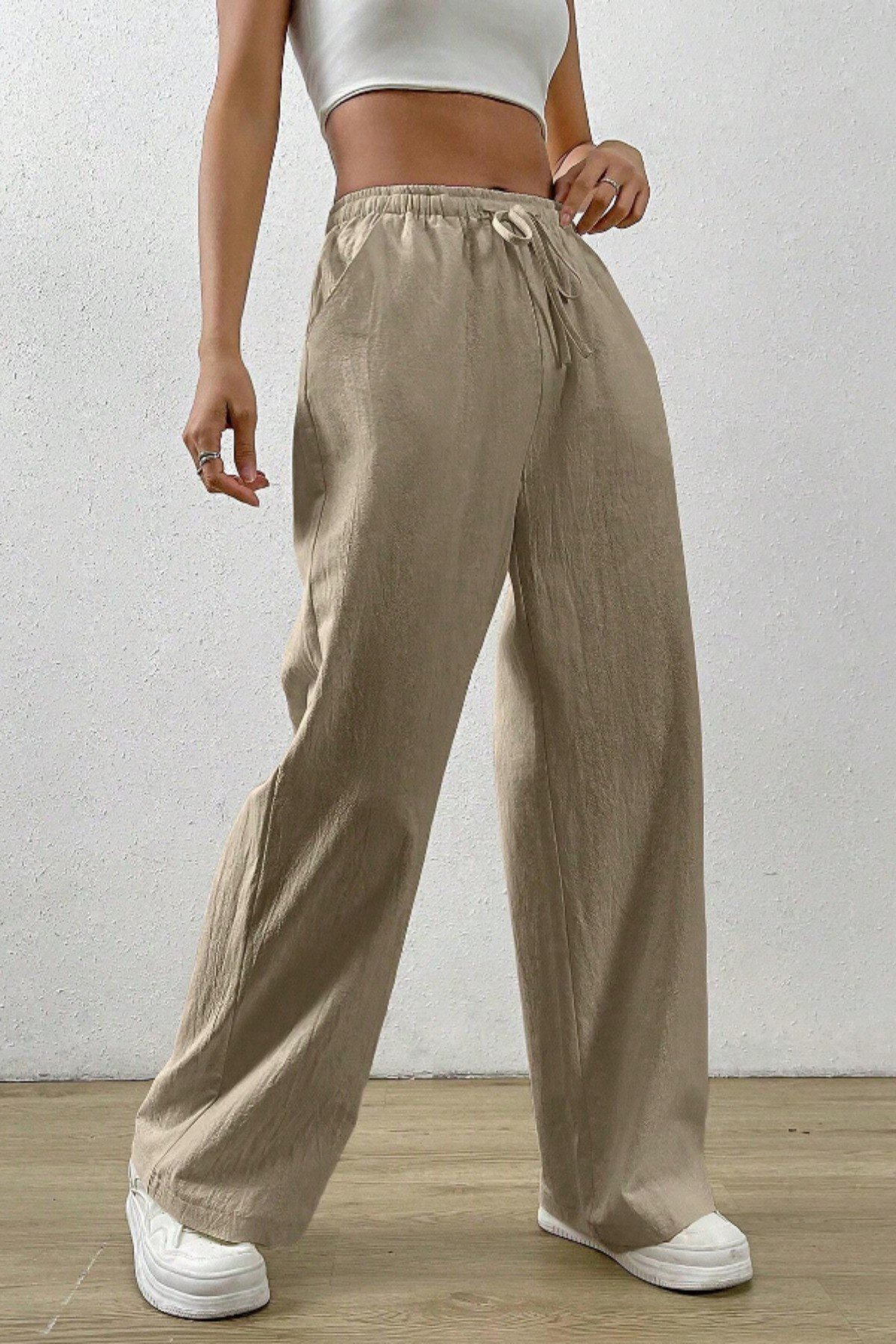 Tarz CoolPantolonKMSLPNT0125R05Bol Paça Müslin Kadın Pantolon