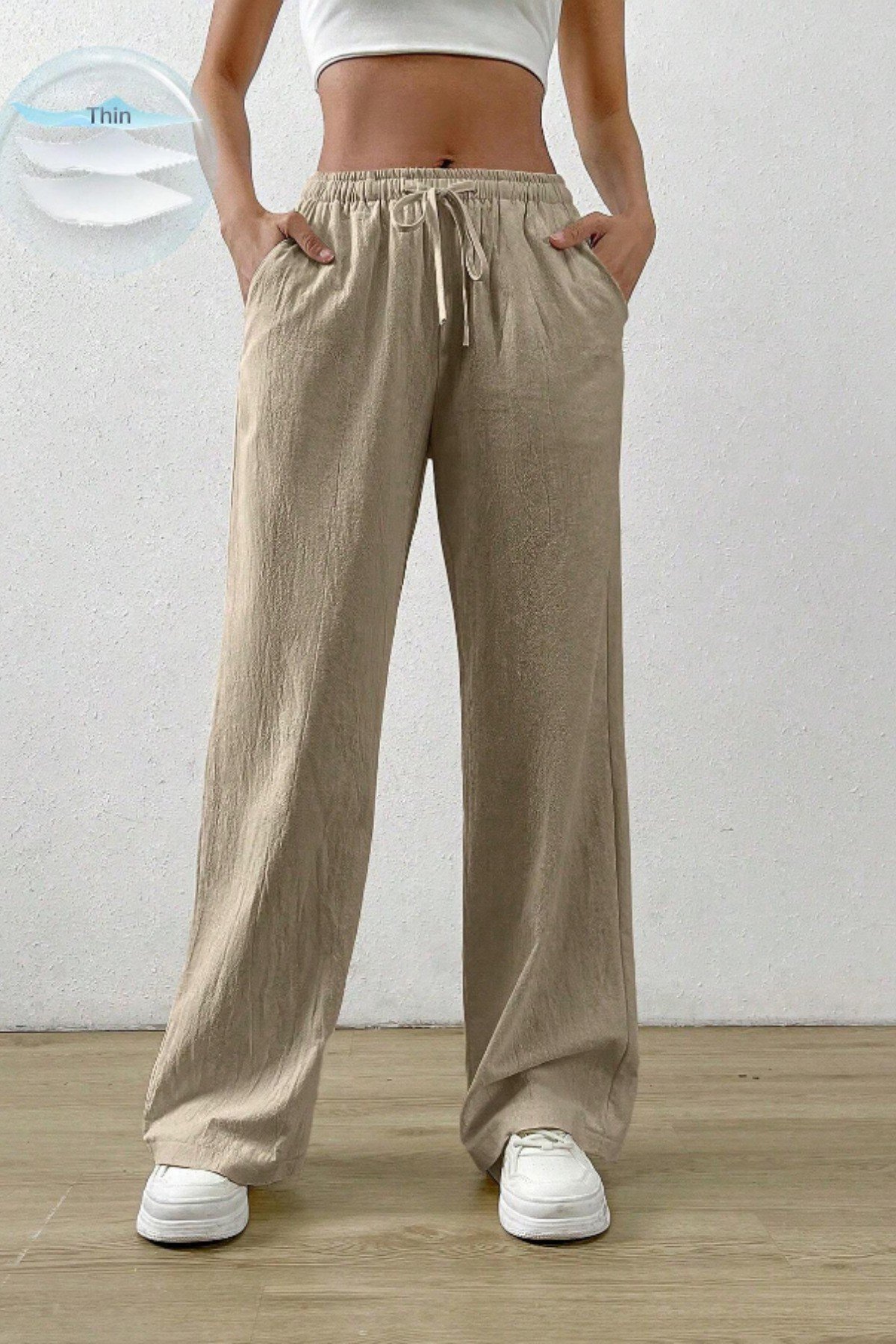 Tarz CoolPantolonKMSLPNT0125R05Bol Paça Müslin Kadın Pantolon