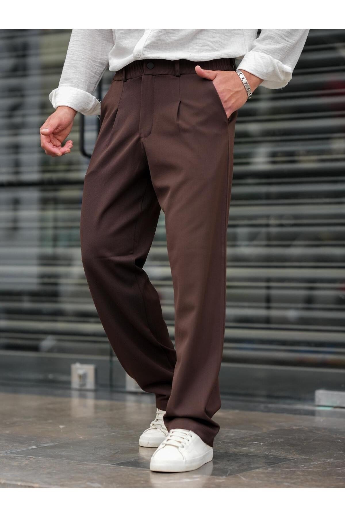 Tarz CoolPantolonPLLPNT05R04-1Erkek Pileli Klasik Baggy Pantolon