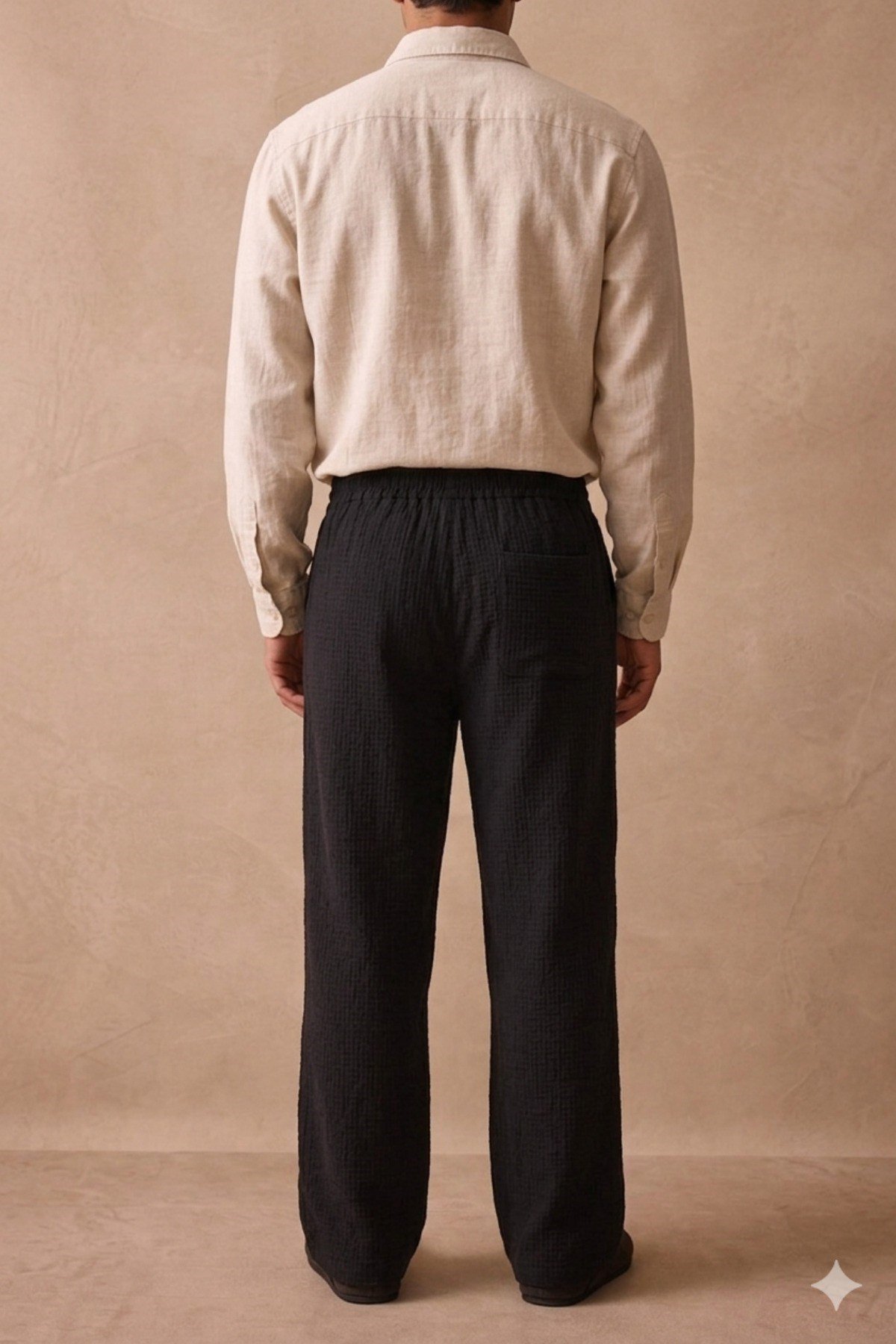 Tarz CoolPantolonRGL-TRC-24-Siyah-2XLErkek Renk Keten Pantolon Lastikli Bel Rahat (Regular) Kalıp Günlük Şık