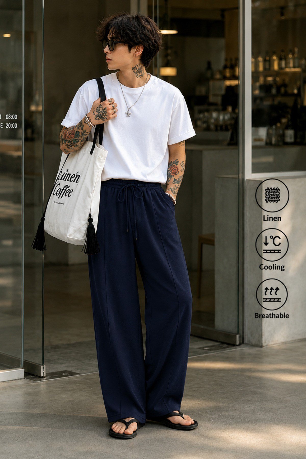 Tarz CoolPantolonTC-OYS-2517-Gri-LErkek Oversize Bol Paça Eşofman Altı – Pamuklu Likralı Rahat Kalıp Bağcıklı