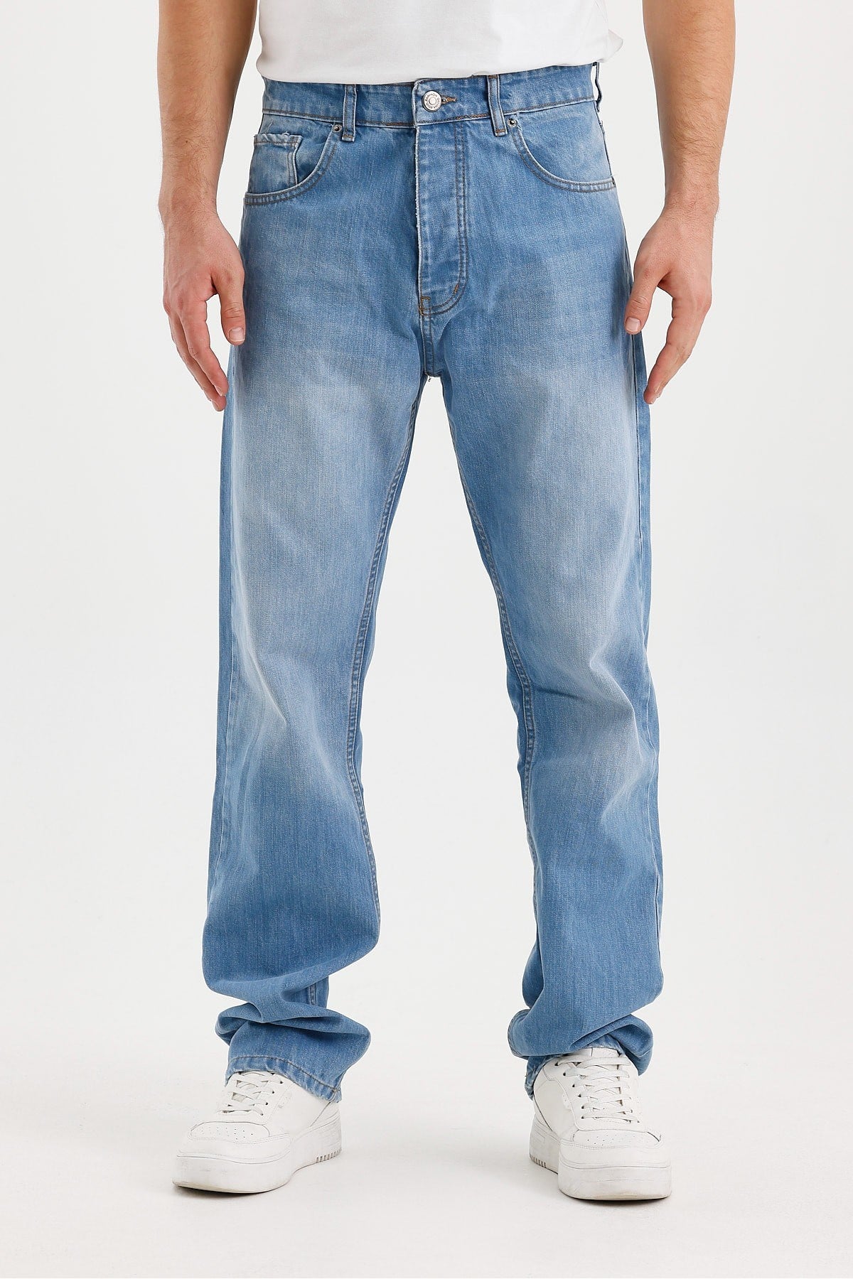 Tarz CoolPantolonTCKTPNT06R01-3Erkek Düz Süper Baggy Paça Uzun Kot Pantolon