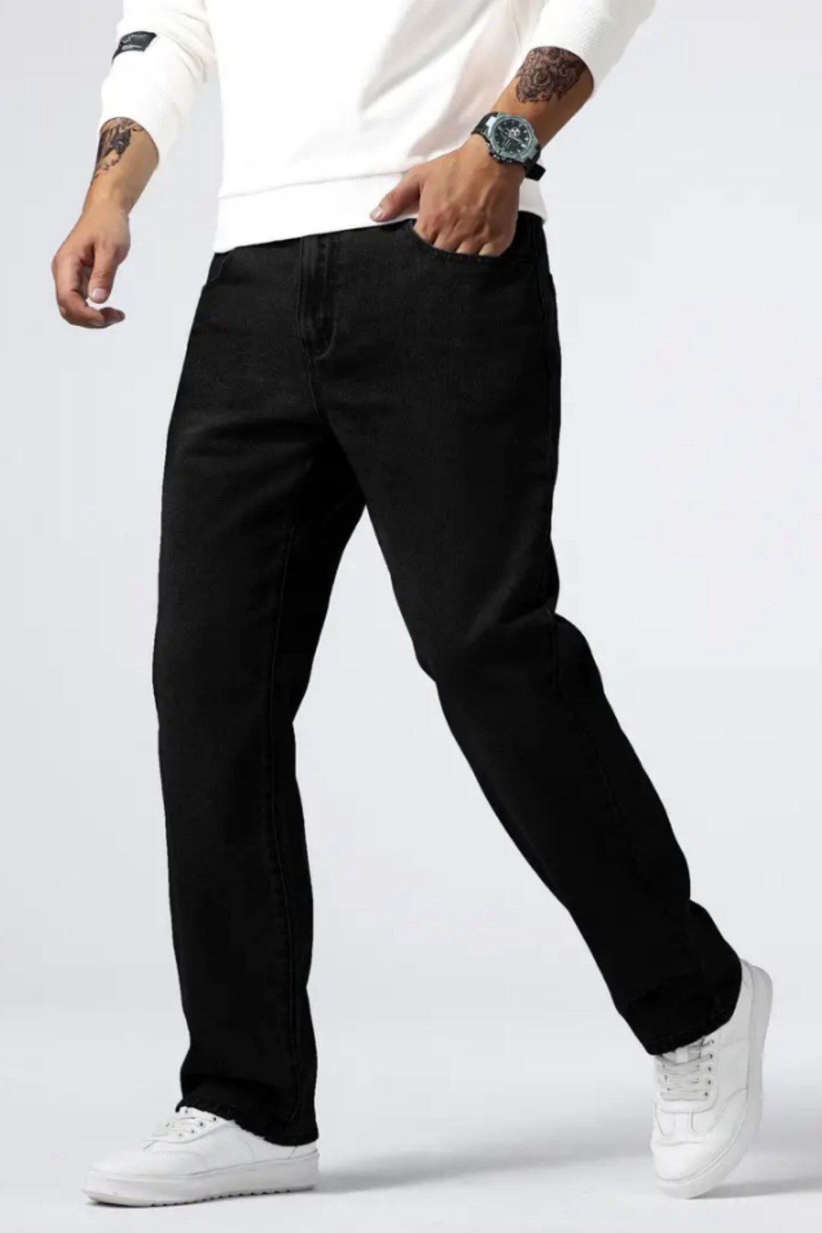 Tarz CoolPantolonTCKTPNT06R01-3Erkek Düz Süper Baggy Paça Uzun Kot Pantolon