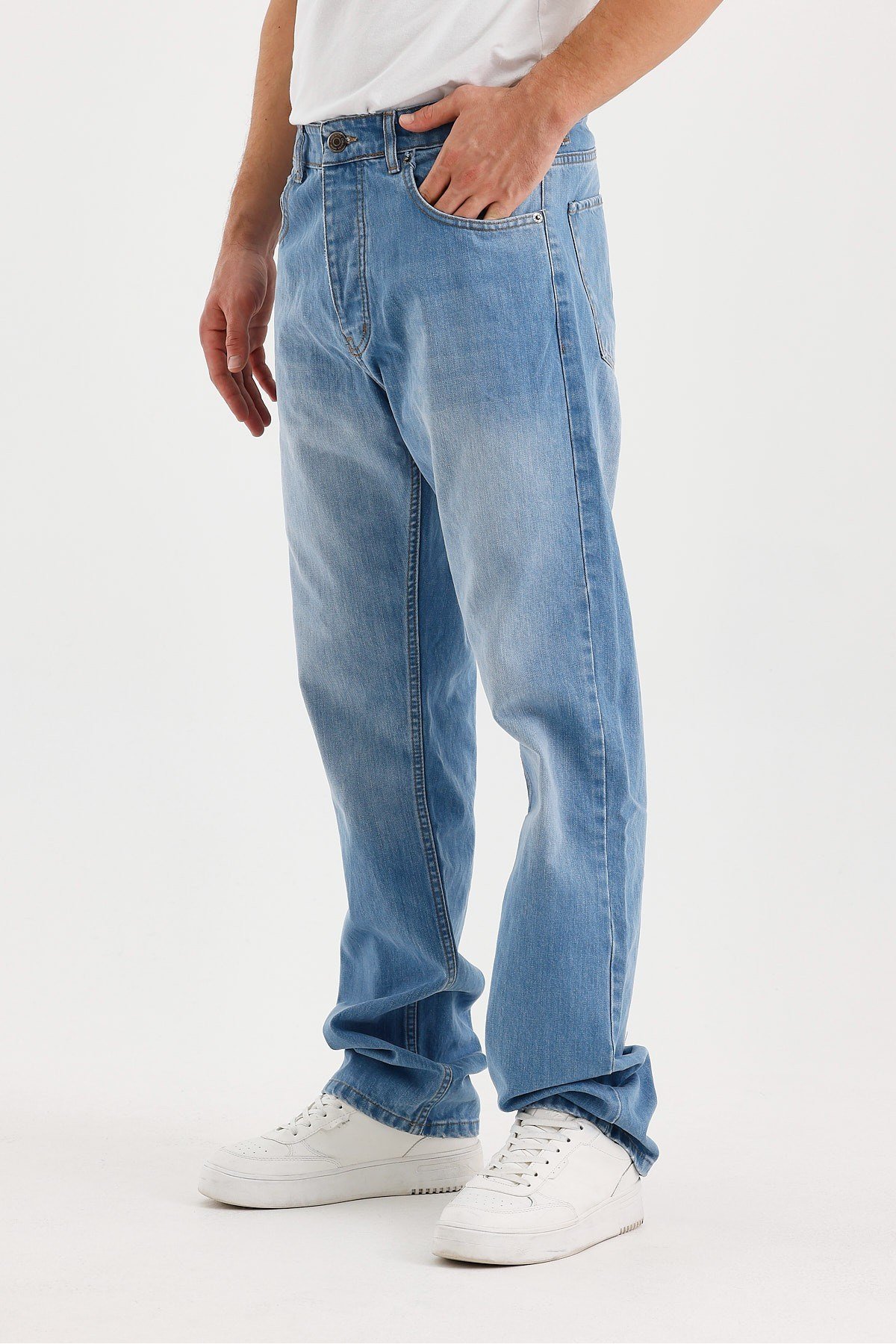 Tarz CoolPantolonTCKTPNT06R01-3Erkek Düz Süper Baggy Paça Uzun Kot Pantolon