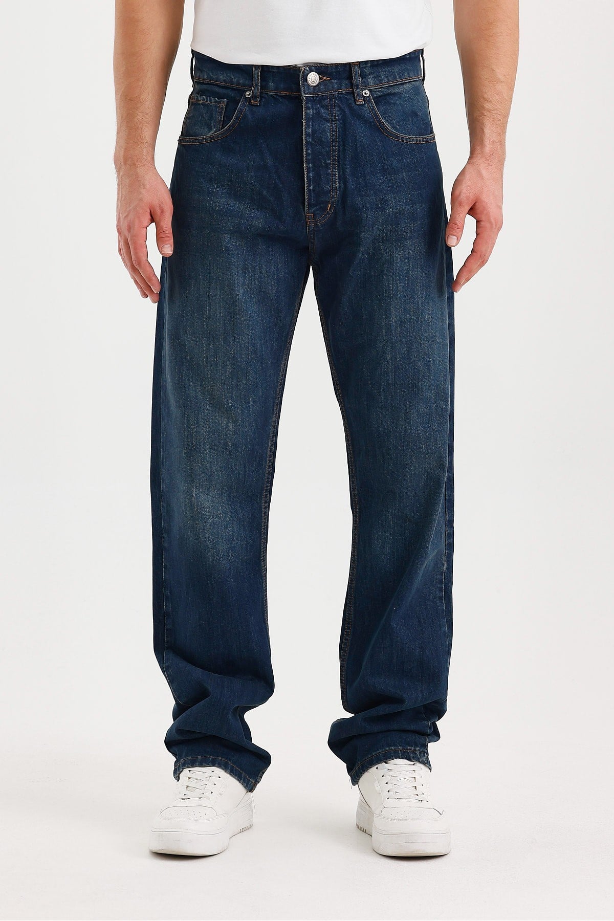 Tarz CoolPantolonTCKTPNT06R01-3Erkek Düz Süper Baggy Paça Uzun Kot Pantolon