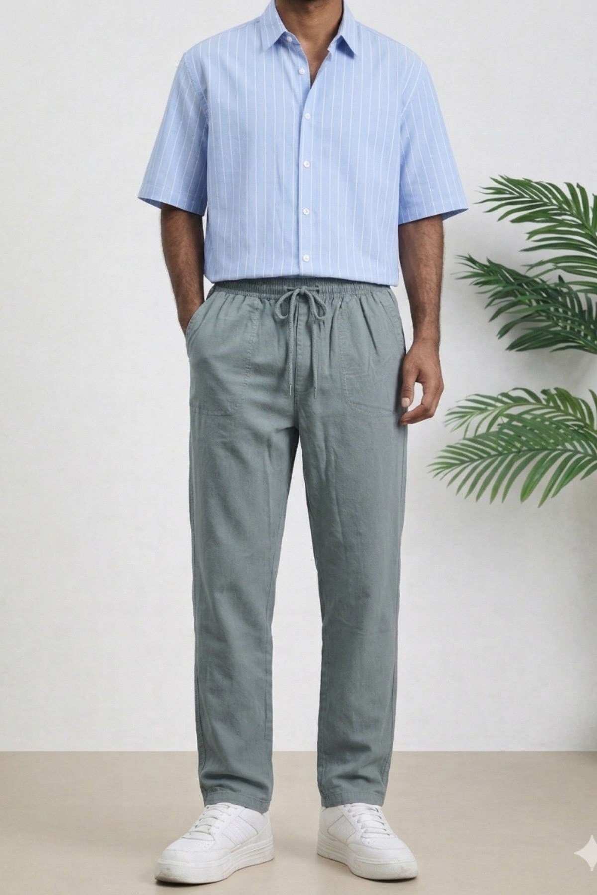 Tarz CoolPantolonTCRPEPNT-026-Lacivert-2XLErkek Yazlık Keten Karışımı Relaxed Pantolon