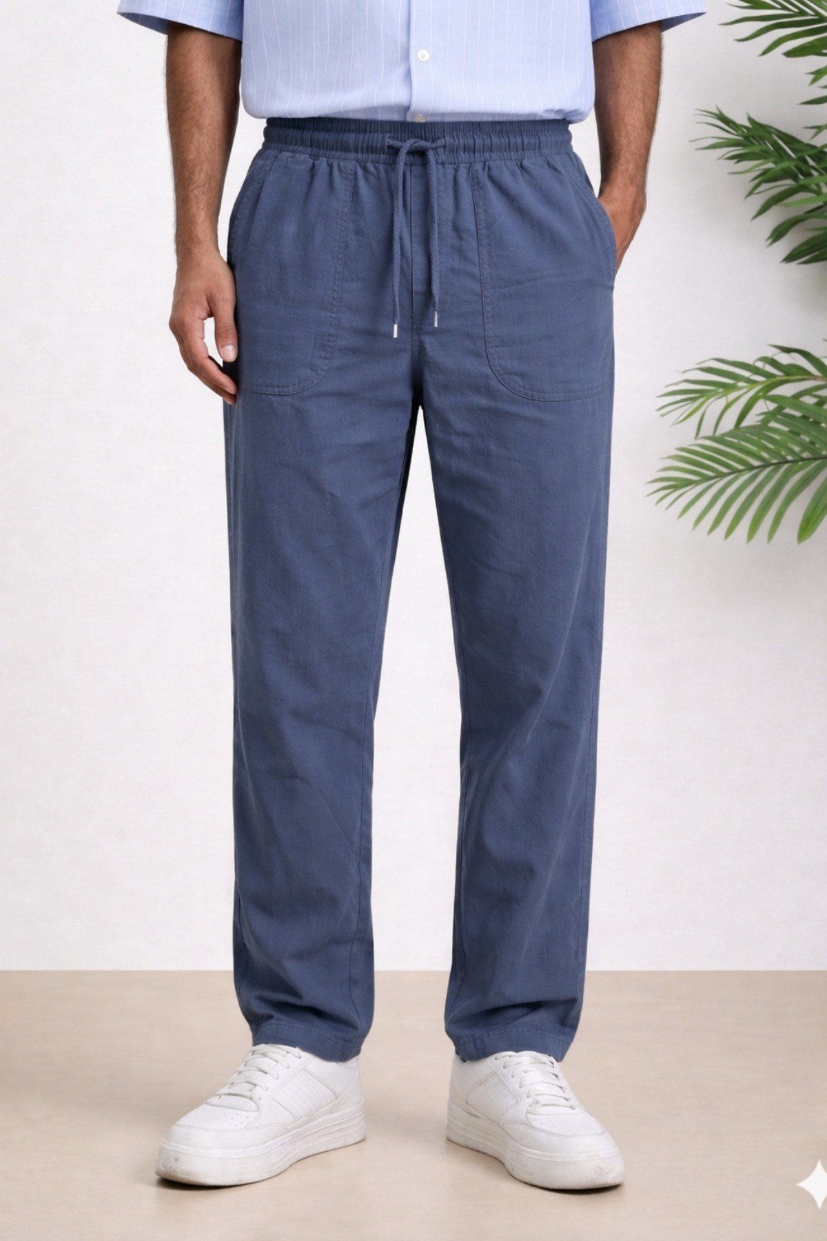 Tarz CoolPantolonTCRPEPNT-026-Lacivert-2XLErkek Yazlık Keten Karışımı Relaxed Pantolon