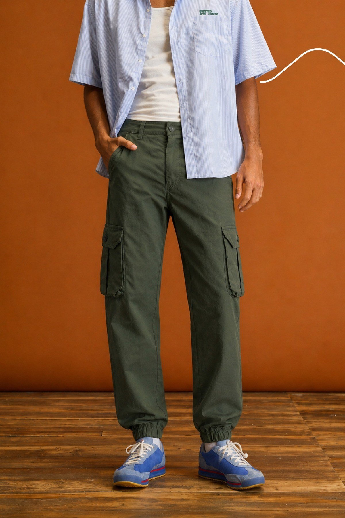 Tarz CoolPantolonYMTCPT001-Haki-29Erkek Slim Fit Körüklü Jogger Paçası Lastikli Pantolon