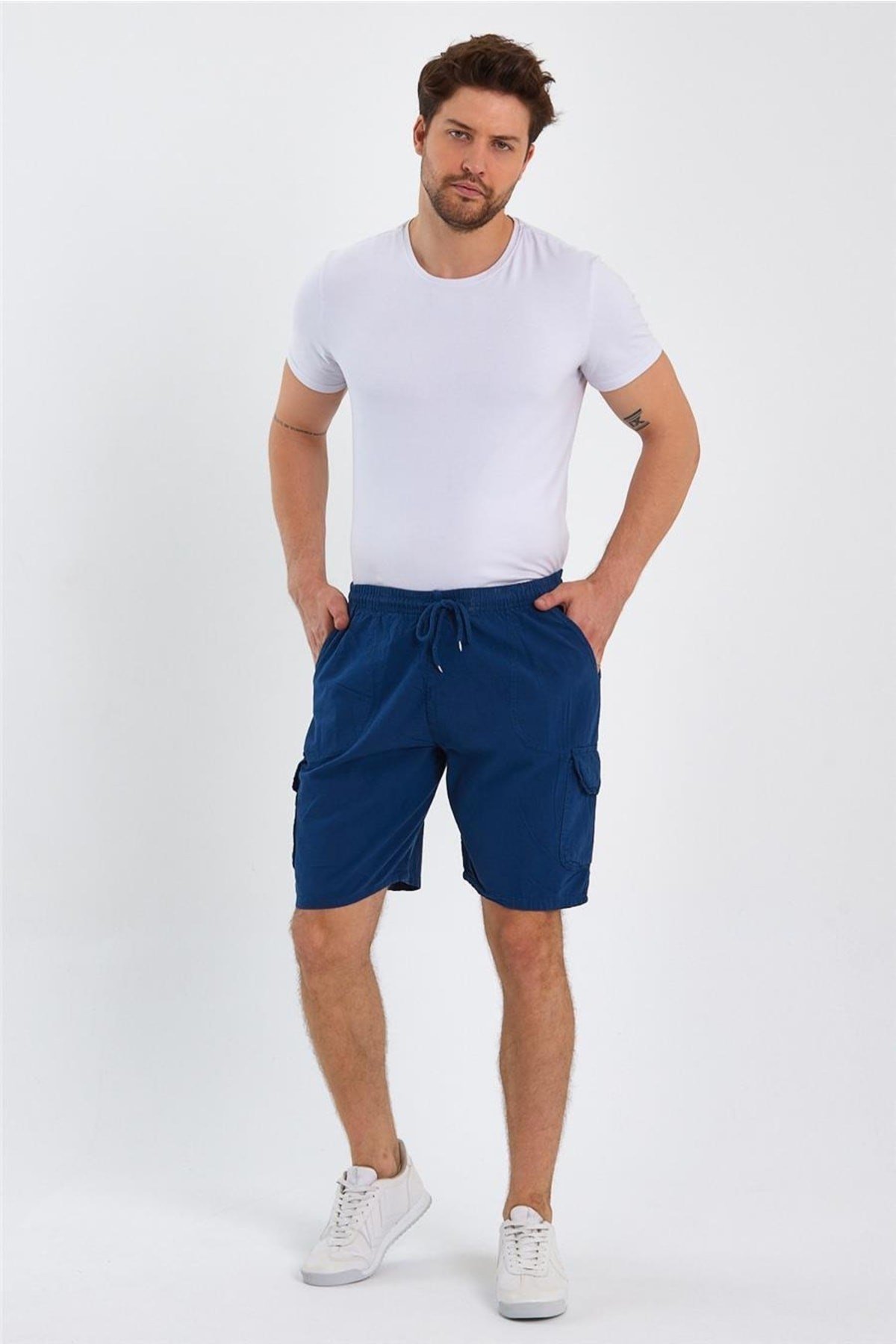 Tarz CoolŞort&BermudaCREPESRT01R03Erkek Kargo Cepli Regular Bağcıklı Keten Şort-crepesrt01r03s