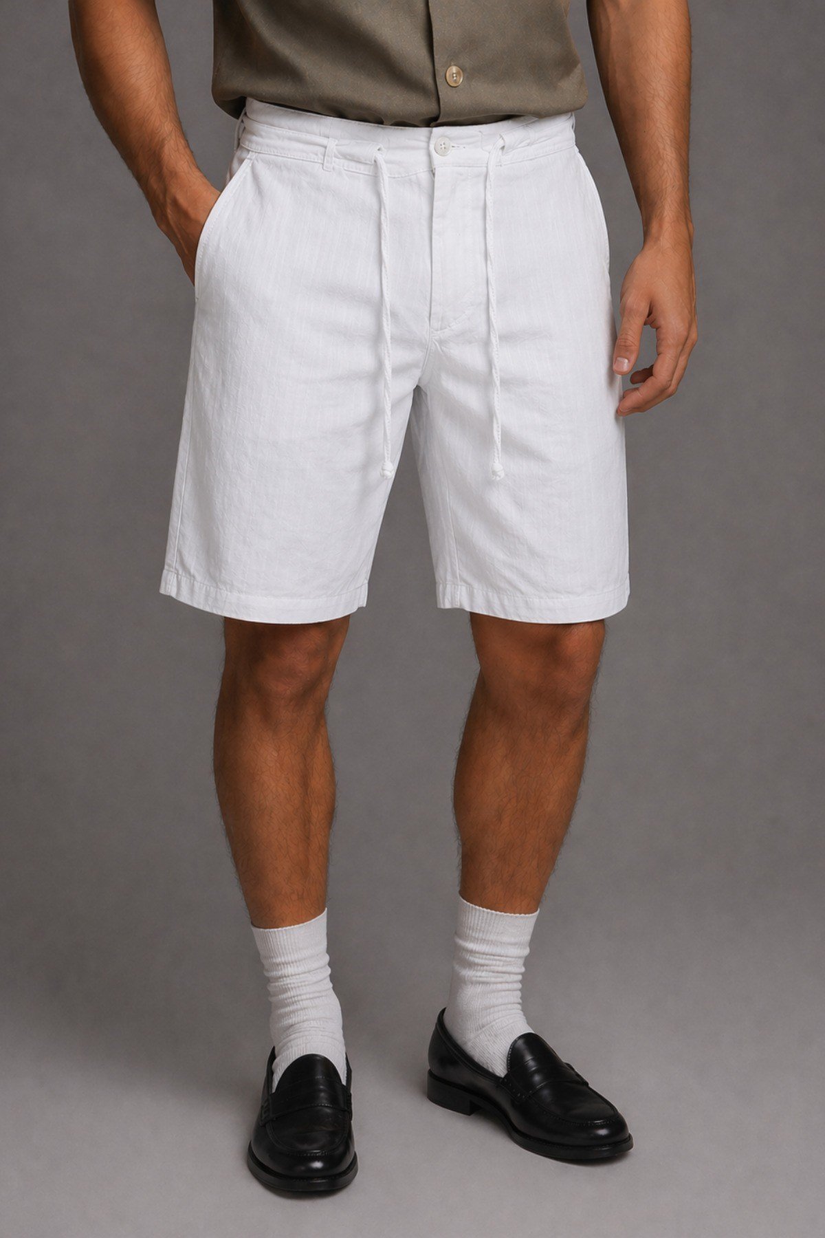 Tarz CoolŞort&BermudaLN-SRT-026-Kahverengi-32Erkek %100 Pamuk Linen Şort – Bağcıklı Rahat Kesim Yazlık Şort