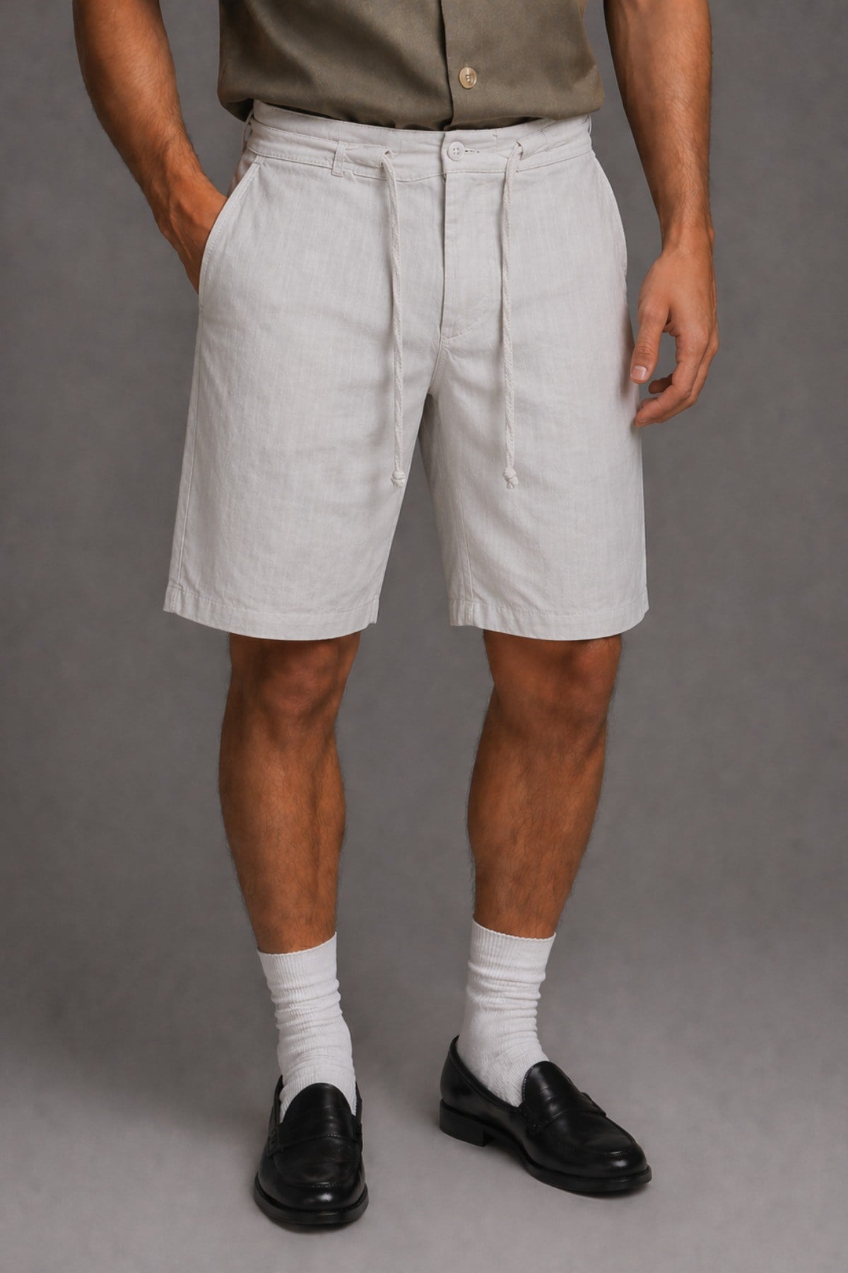 Tarz CoolŞort&BermudaLN-SRT-026-Kahverengi-32Erkek %100 Pamuk Linen Şort – Bağcıklı Rahat Kesim Yazlık Şort