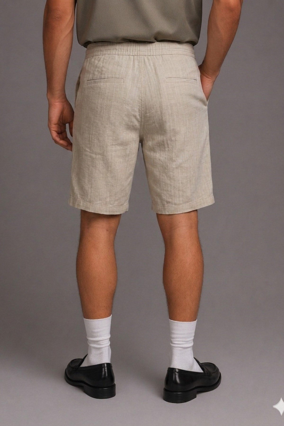 Tarz CoolŞort&BermudaLN-SRT-026-Kahverengi-32Erkek %100 Pamuk Linen Şort – Bağcıklı Rahat Kesim Yazlık Şort