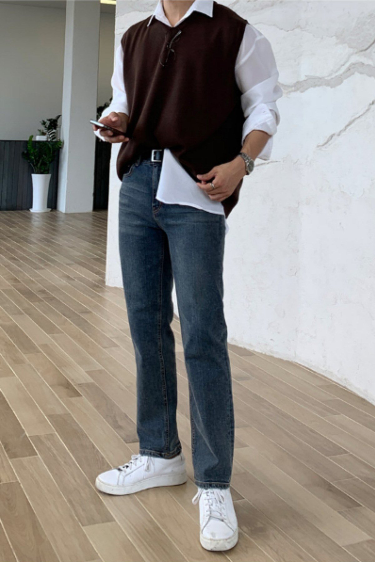 Tarz CoolSüveterSVTRTC025R05Erkek V Yaka Oversize Süveter