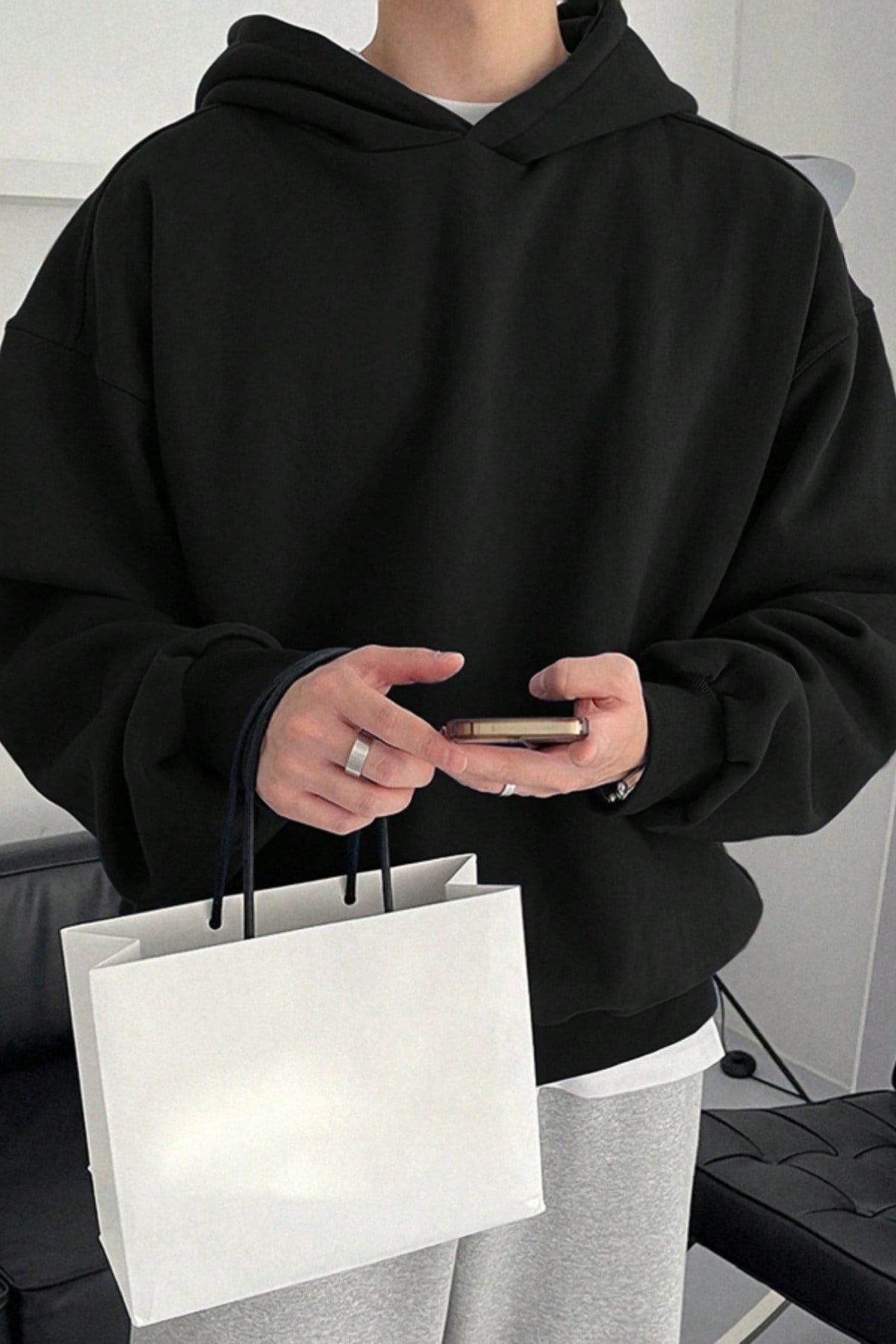 Tarz CoolSweatshirtERSWRTO025R03Erkek Kapüşonlu Oversize Sweatshirt
