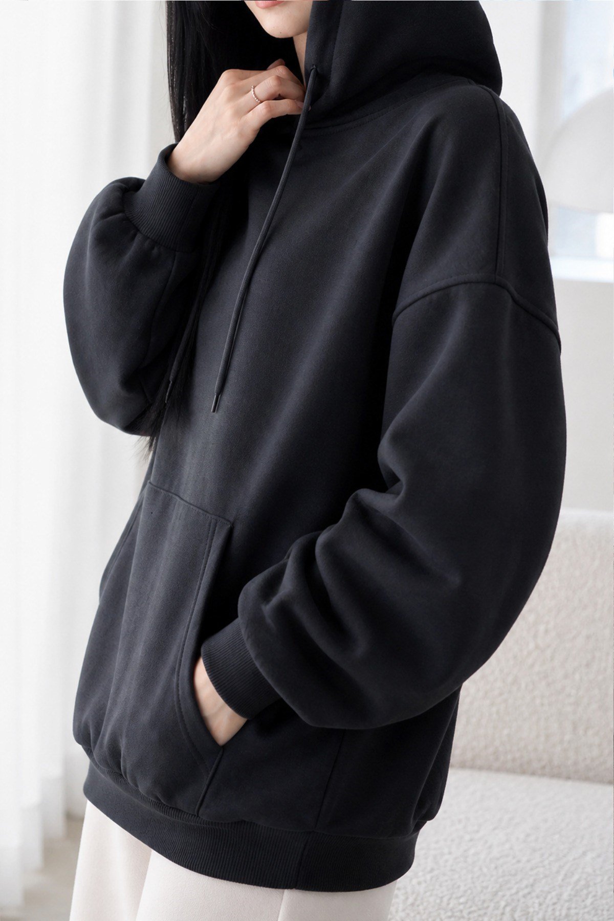 Tarz CoolSweatshirtKDNSW-001lKadın Oversize Kapüşonlu Sweatshirt Rahat Kalıp Günlük Basic Hoodie