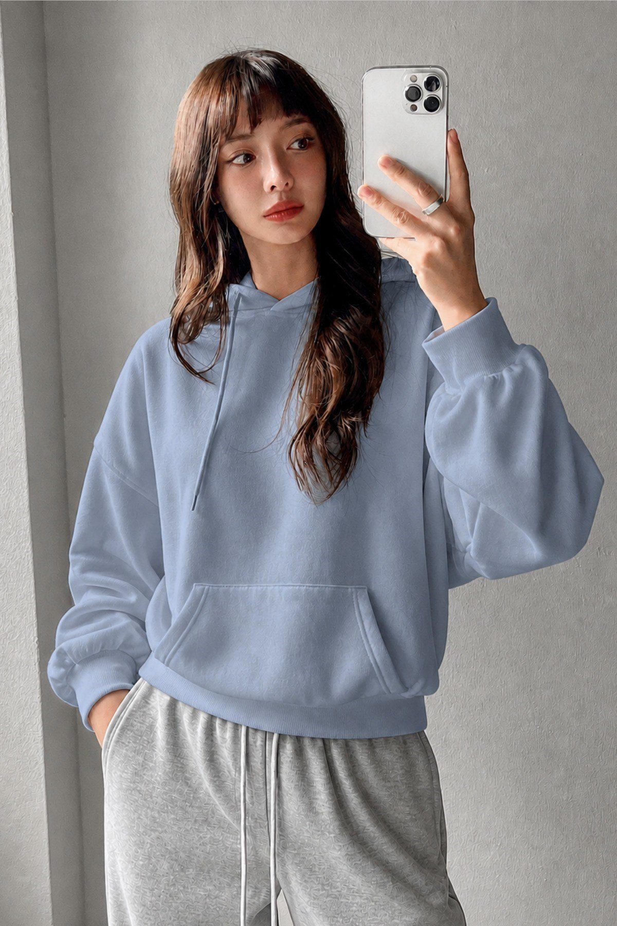 Tarz CoolSweatshirtKDNSW-001lKadın Oversize Kapüşonlu Sweatshirt Rahat Kalıp Günlük Basic Hoodie