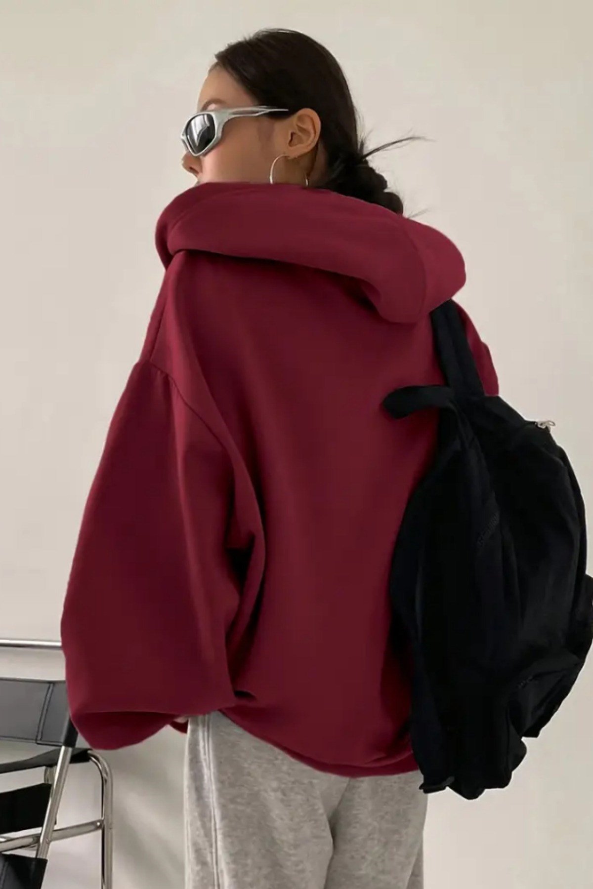 Tarz CoolSweatshirtOVFRSWT025R06Unisex Fermuar Kapüşonlu Sweatshirt