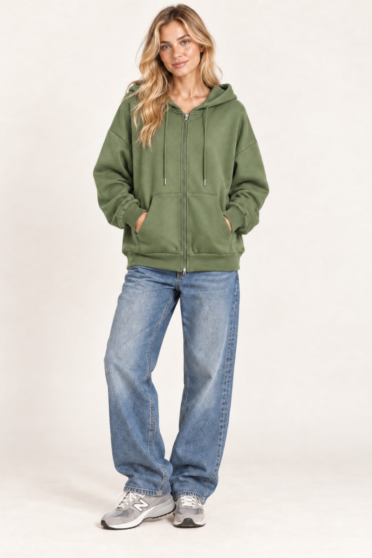 Tarz CoolSweatshirtTC-FMSW-3SYMUnisex Oversize Fermuarlı Kapüşonlu Sweatshirt – 3 İplik Şardonlu