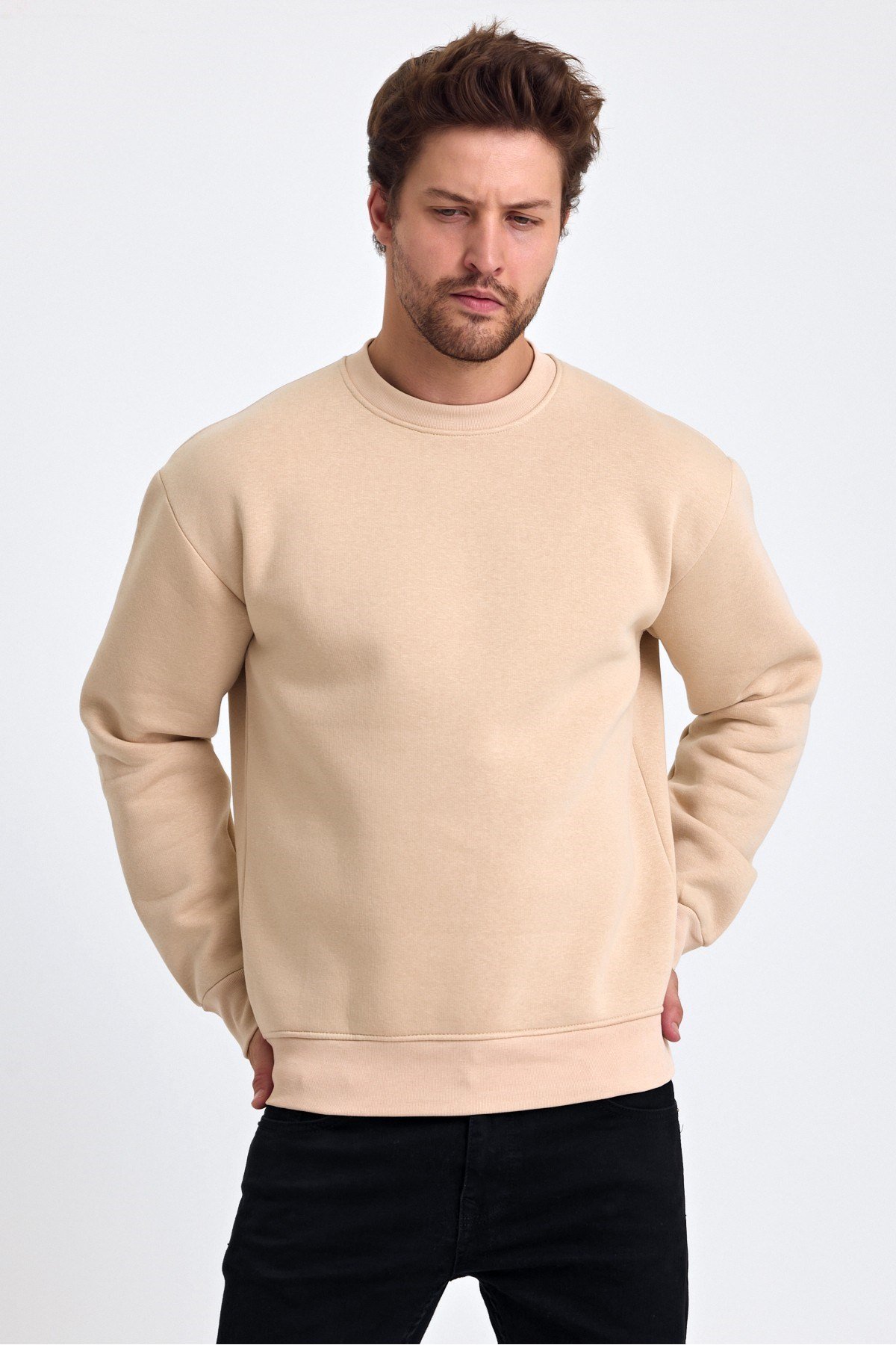 Tarz CoolSweatshirtYVRLKYSWT01R07-2Erkek Yumuşacık Kumaşlı Regular Fit Yuvarlak Yakalı Sweatshirt